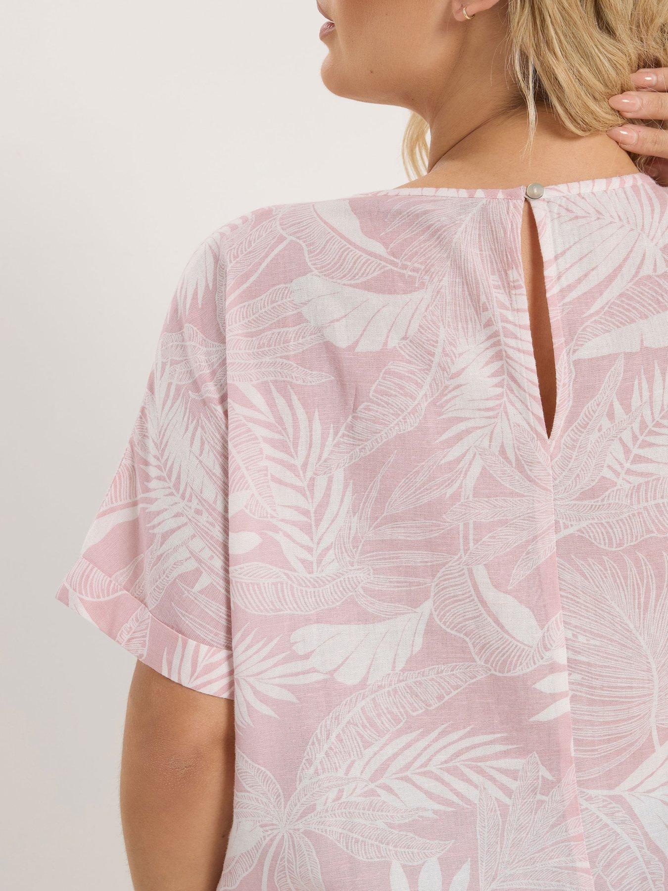  image of yours-curve-linen-boxy-top-pink
