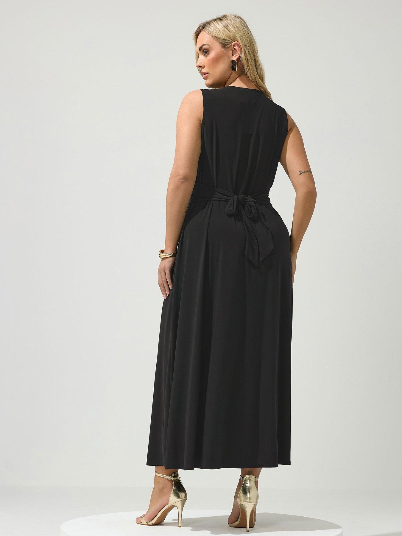Image 2 of 5 of Yours Curve Knot Front Sleeveless Maxi Dress - Black