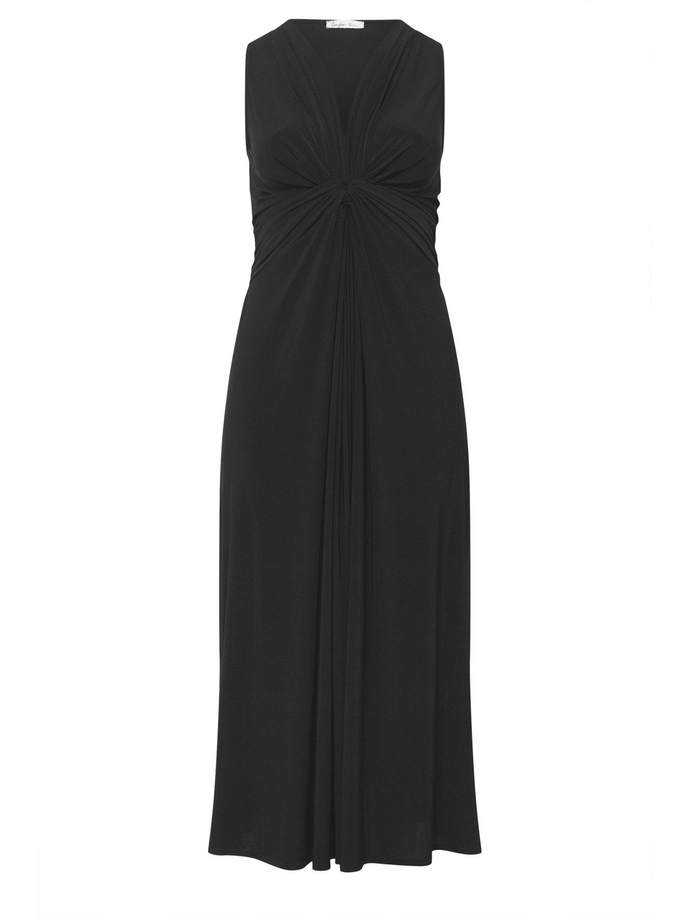 Image 5 of 5 of Yours Curve Knot Front Sleeveless Maxi Dress - Black