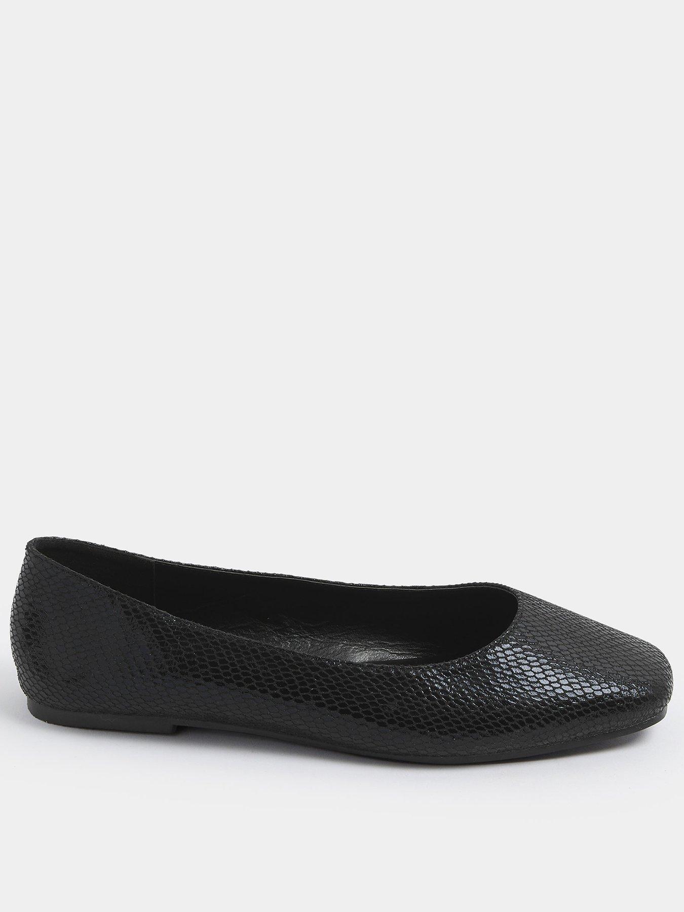 Image 1 of 4 of Yours Extra Wide Fit Square Toe Ballet Pump - Black