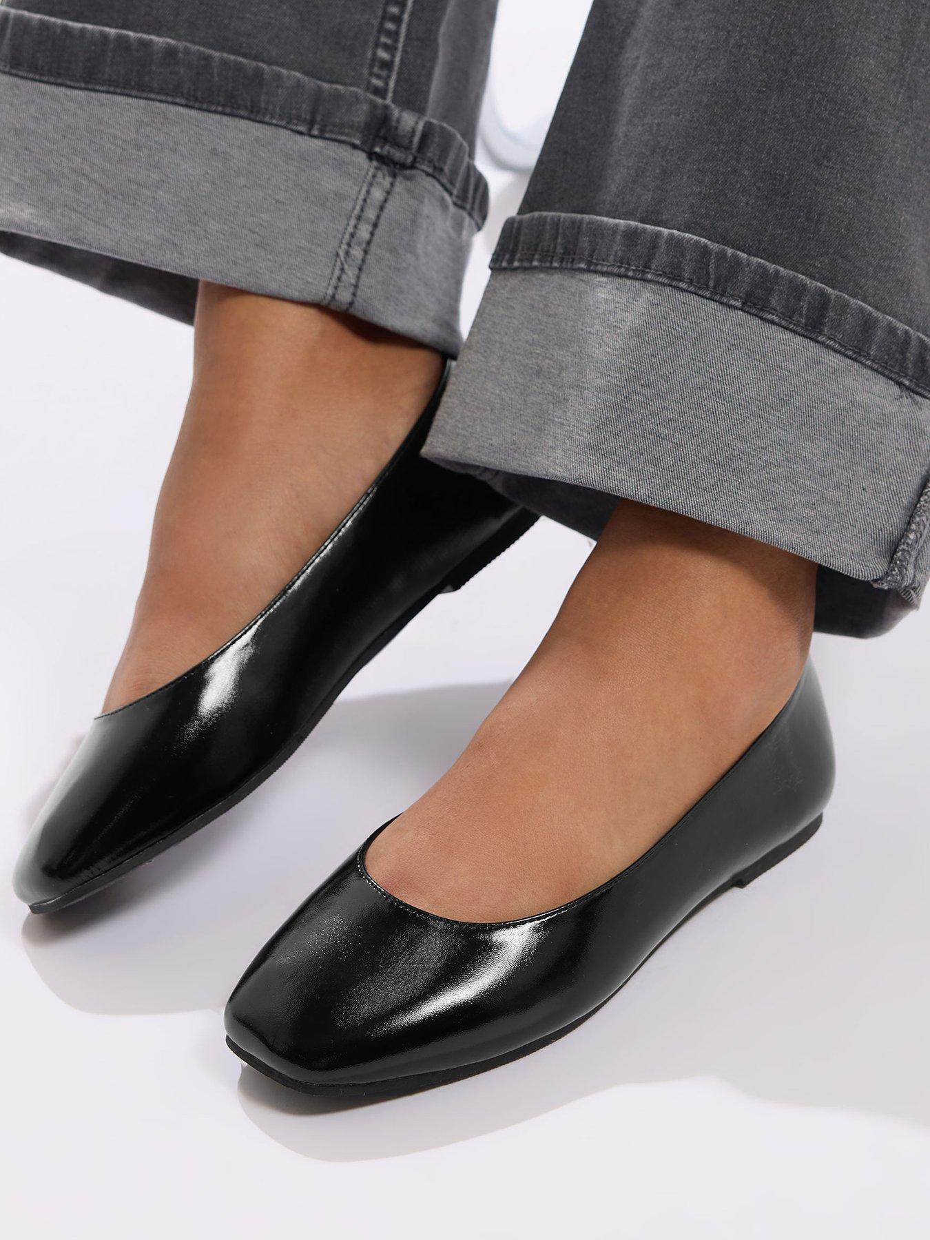  image of yours-wide-fit-square-toe-ballet-pump-black