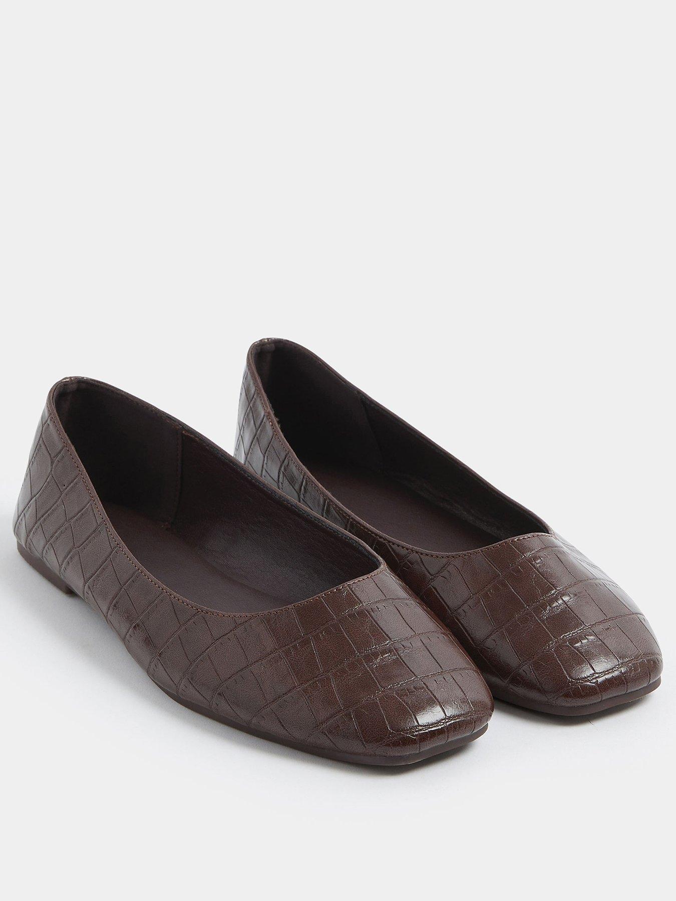  image of yours-wide-fit-square-toe-ballet-pump-brown