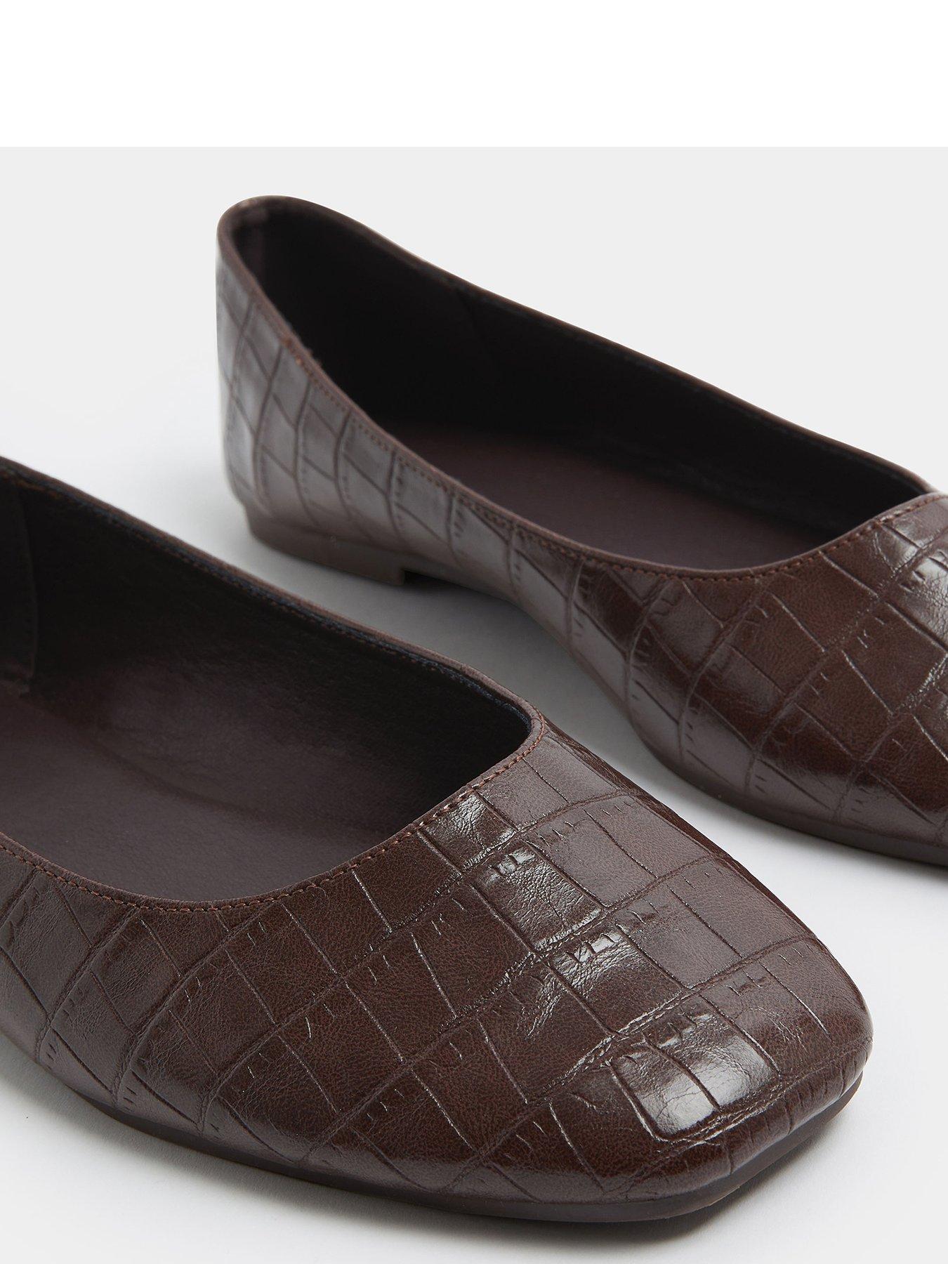  image of yours-wide-fit-square-toe-ballet-pump-brown