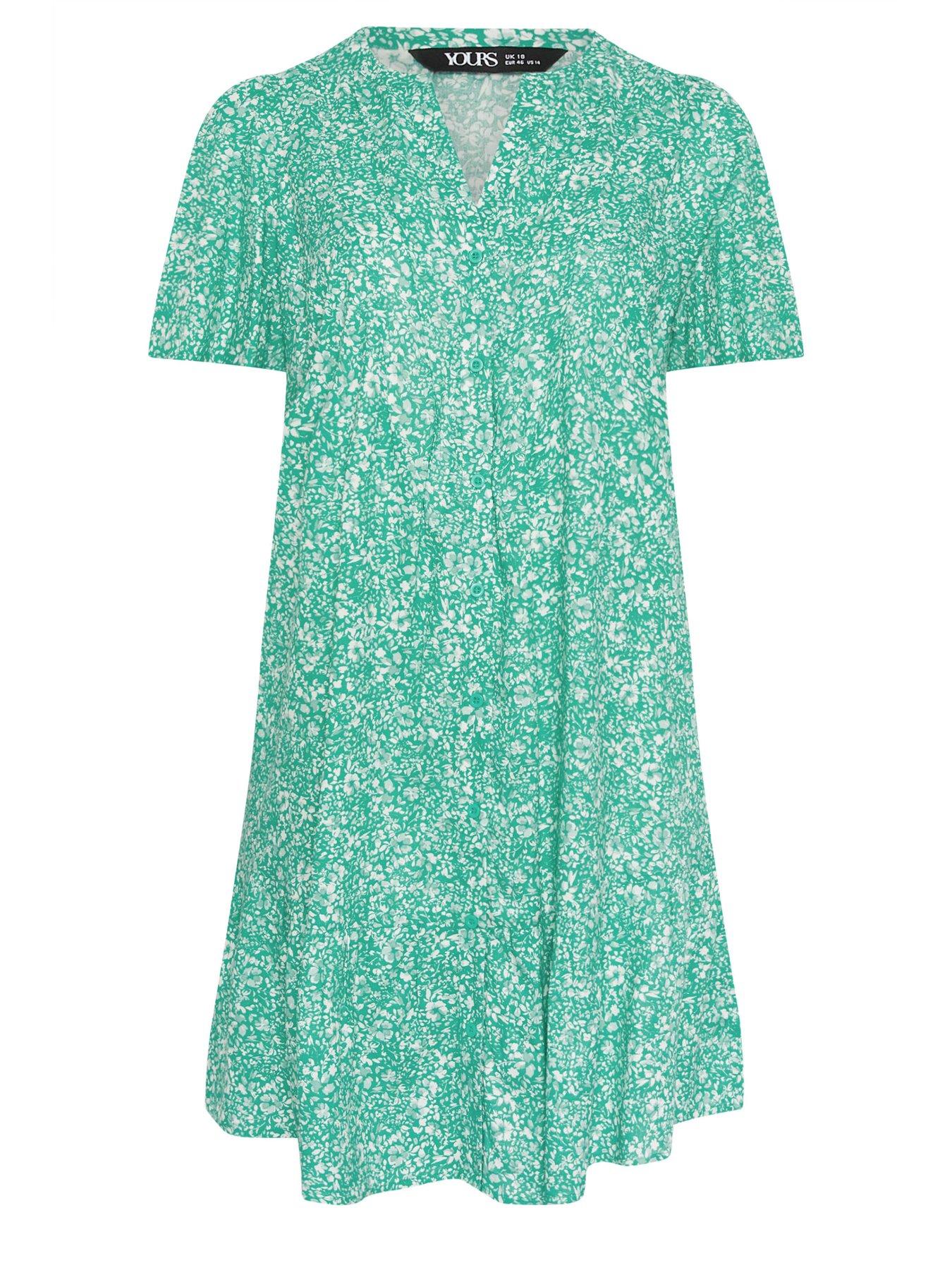 Image 5 of 5 of Yours Curve Notchneck Smock Dress - Green