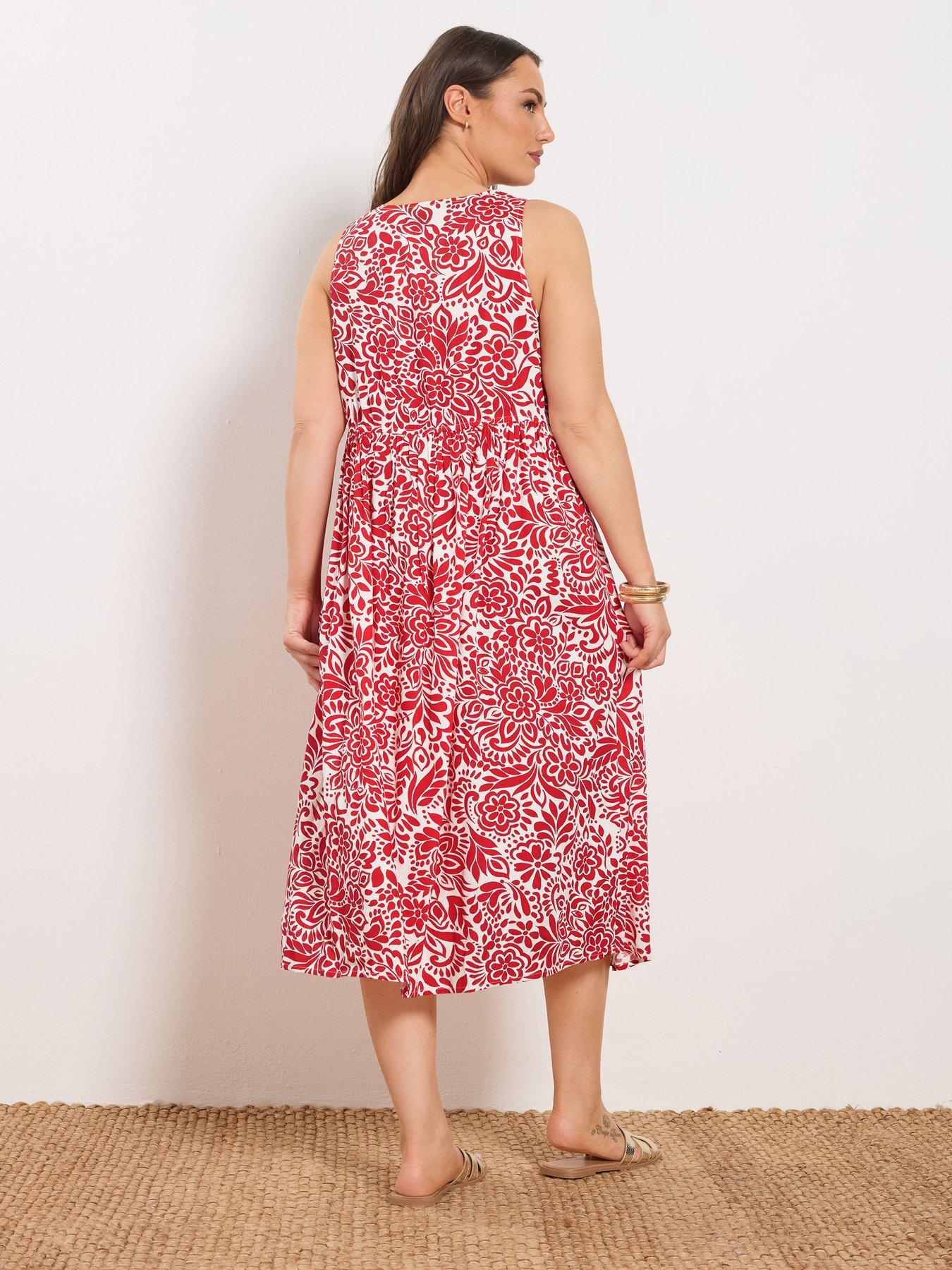 Image 2 of 5 of Yours Curve Button Through Sundress - White