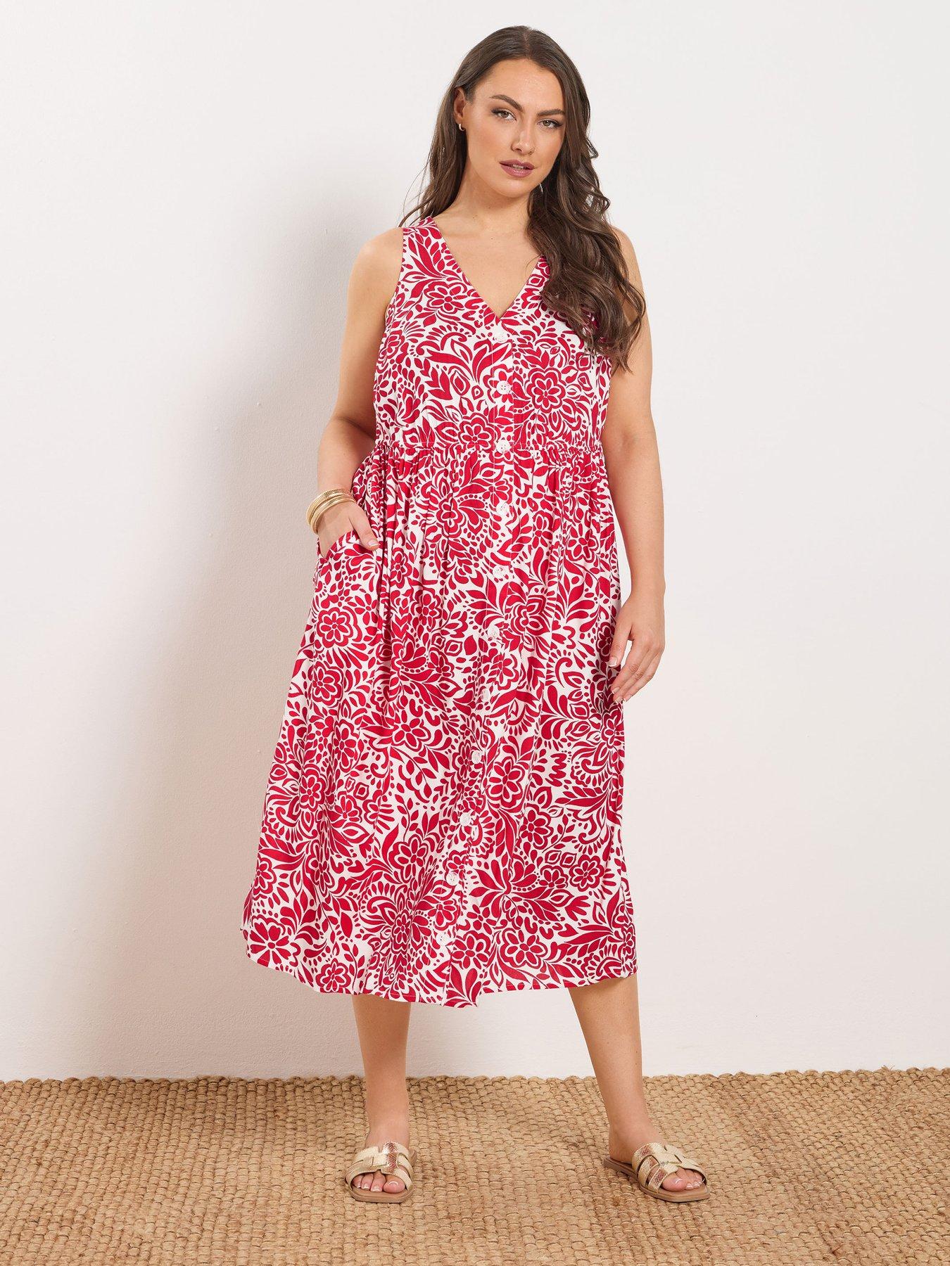 Image 3 of 5 of Yours Curve Button Through Sundress - White