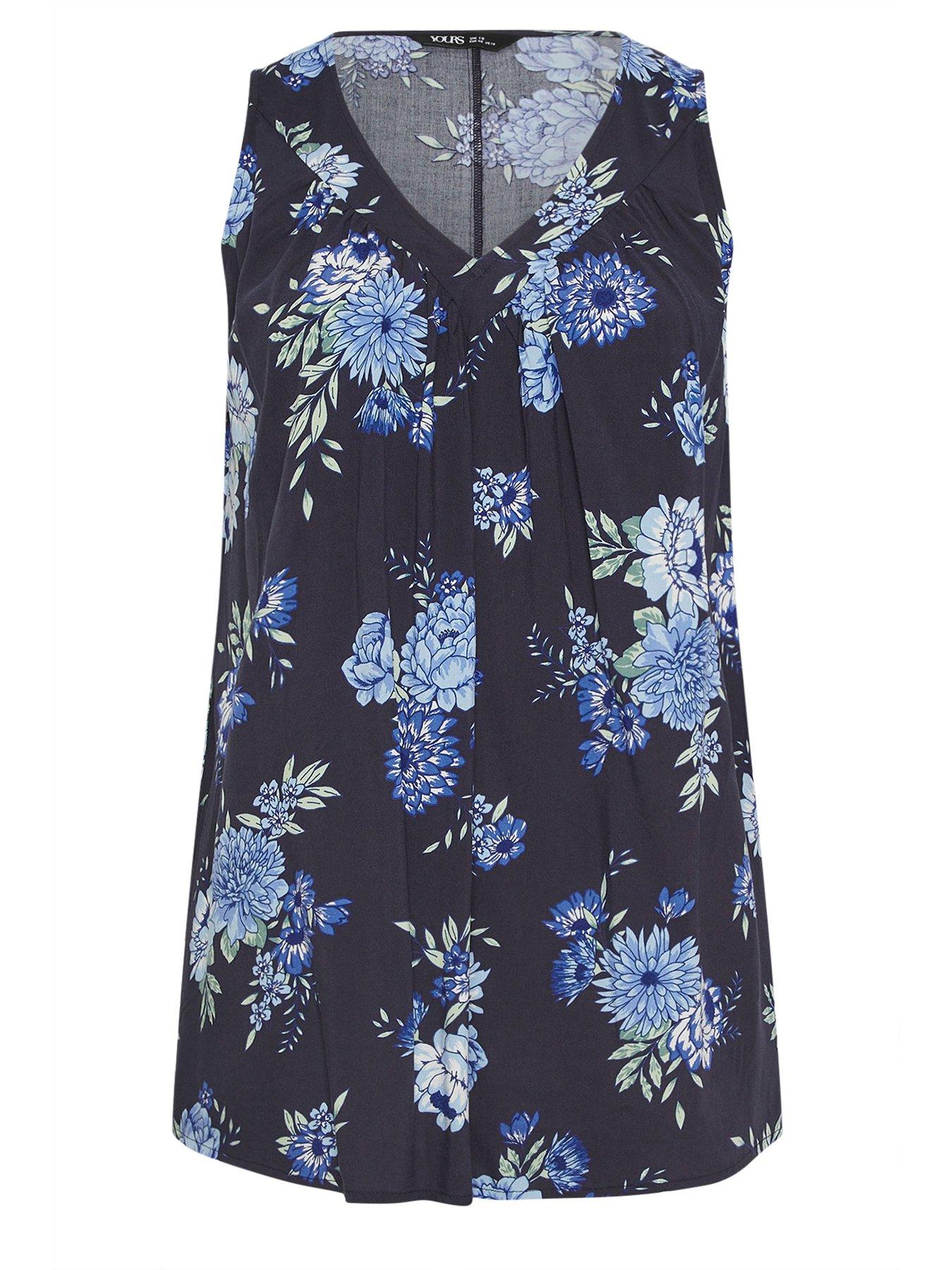 Image 5 of 5 of Yours Curve V-Neck Floral Print Cami - Blue
