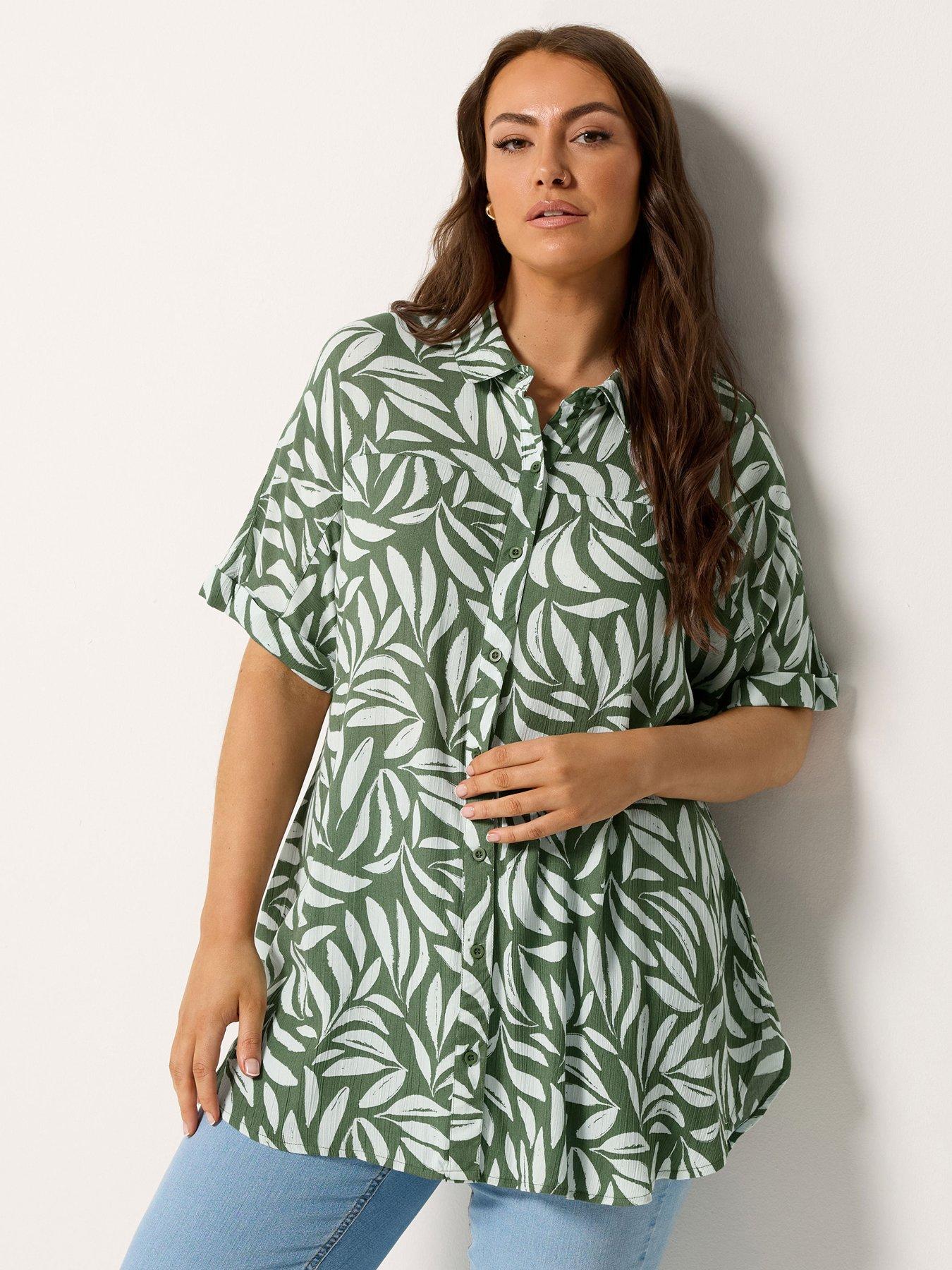 Yours Curve Short Sleeve Crinkle Shirt