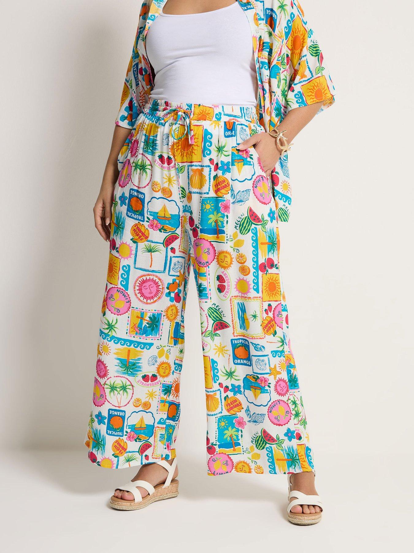Yours Curve Crinkle Wide Leg Trousers