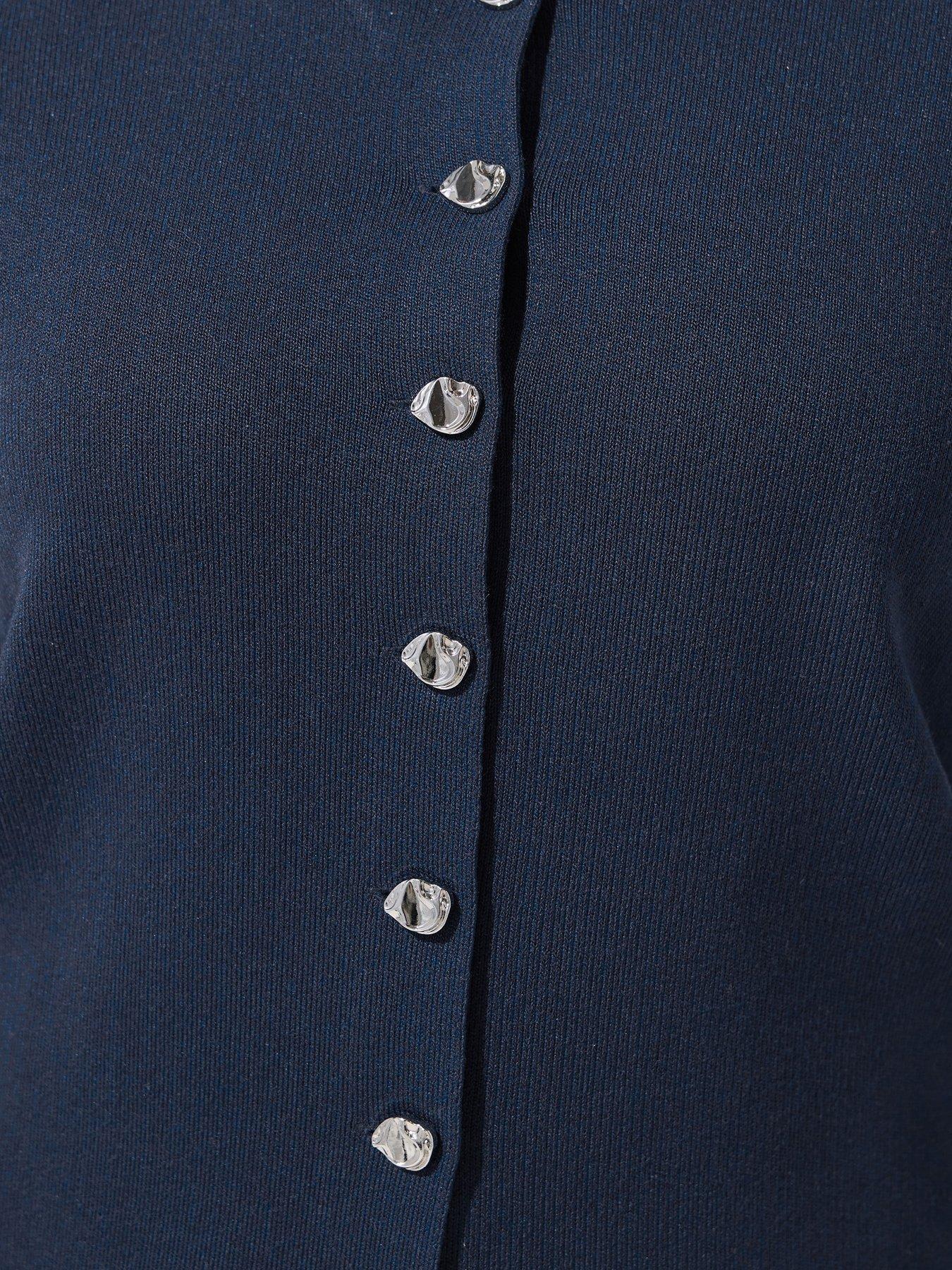 Image 4 of 4 of Yours Curve Long Sleeve Button Knit Top - Blue