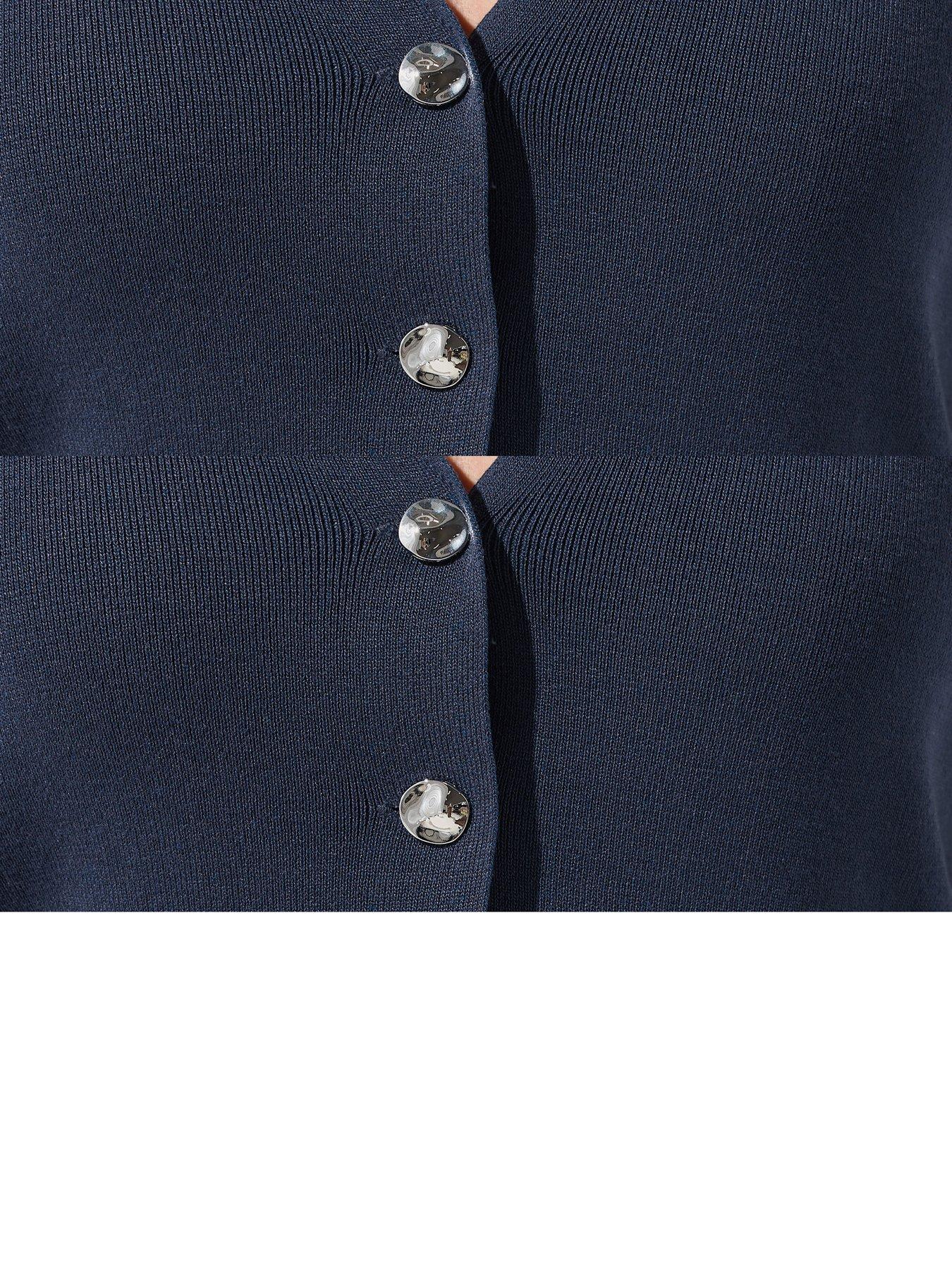 Image 4 of 5 of Yours Curve Short Sleeve Knitted Top - Blue