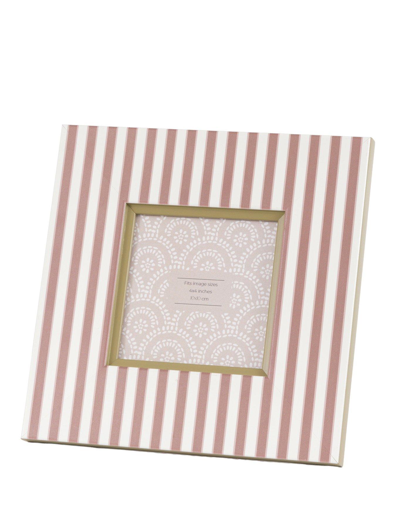Gallery Direct 4x4 Mocha  &  Olive Stripe Printed Photo Frame 2pk