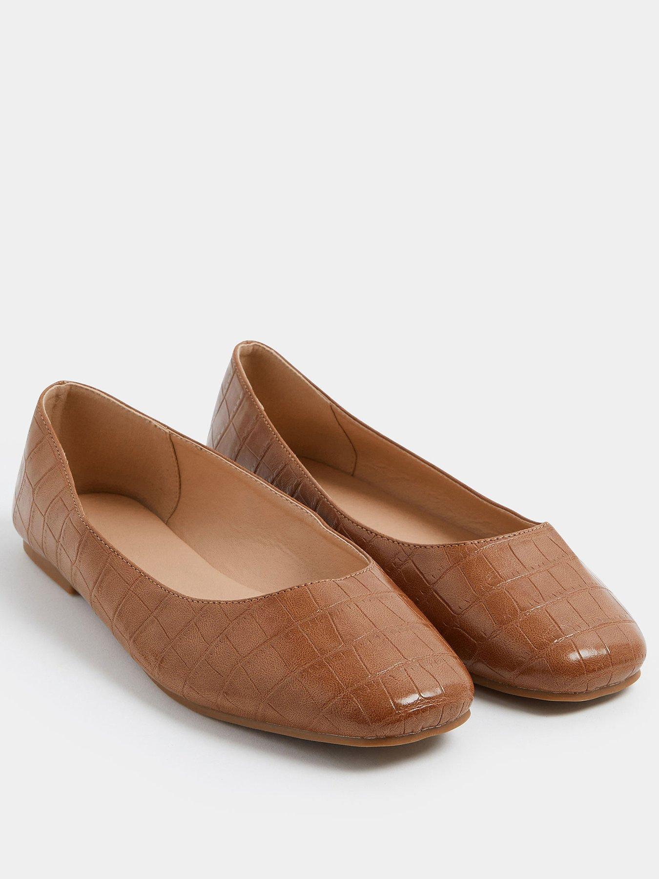  image of yours-wide-fit-square-toe-ballet-pump-brown