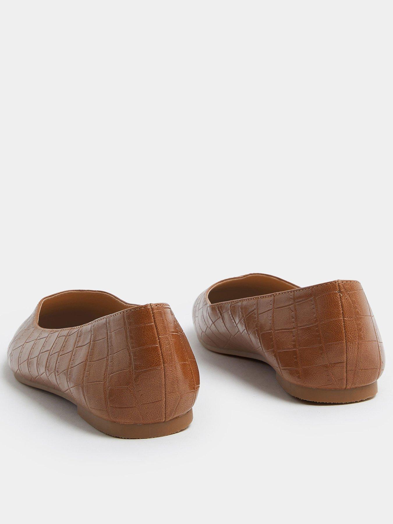  image of yours-wide-fit-square-toe-ballet-pump-brown