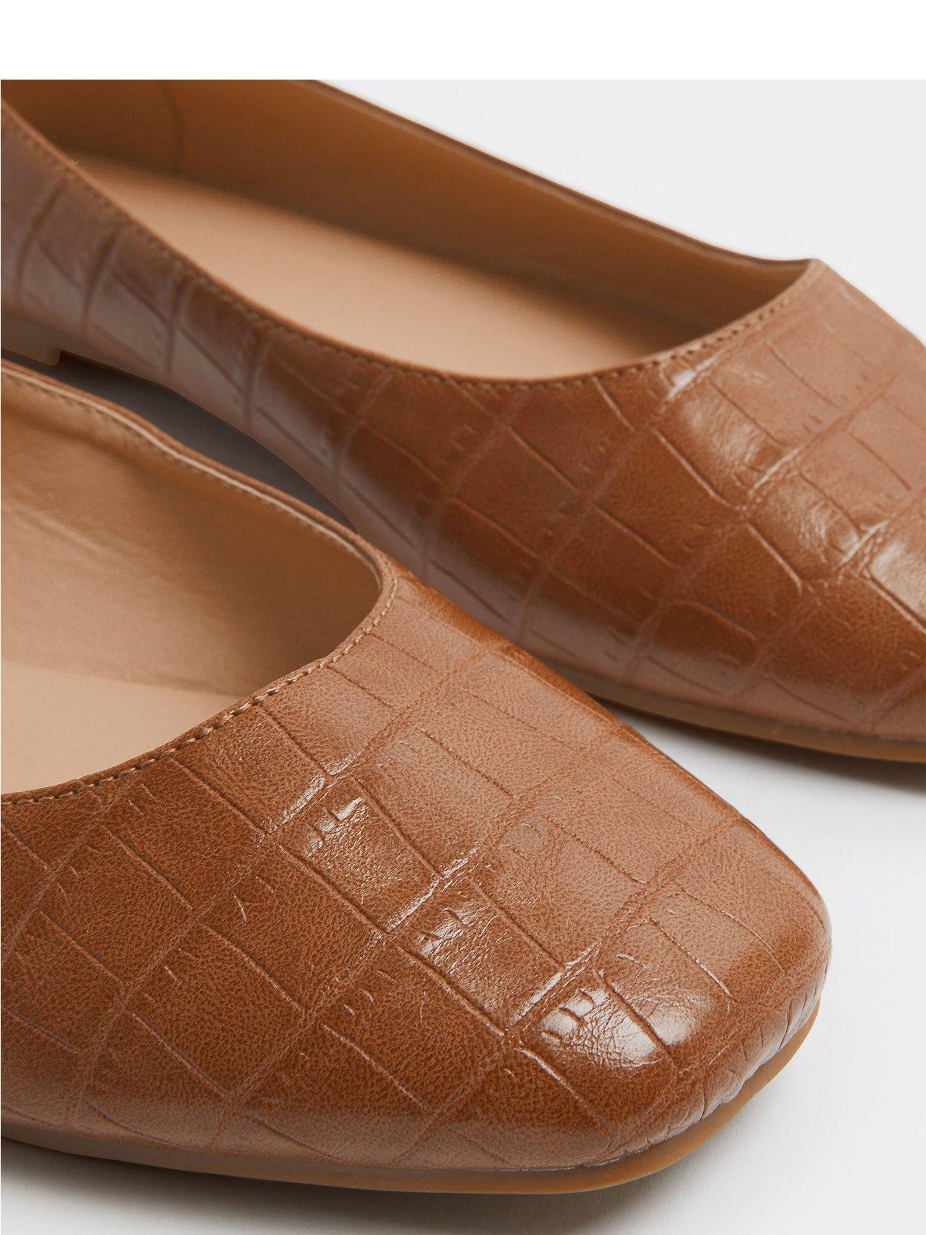  image of yours-wide-fit-square-toe-ballet-pump-brown