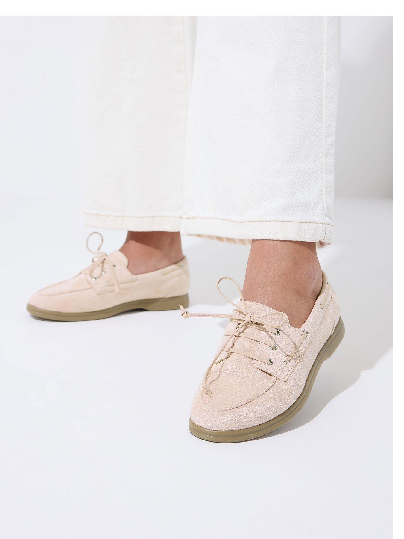 Yours Extra Wide Fit Flexi Boat Shoes - Cream