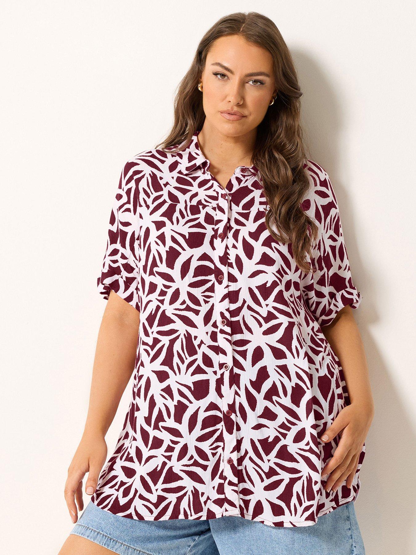 Yours Curve Short Sleeve Crinkle Shirt