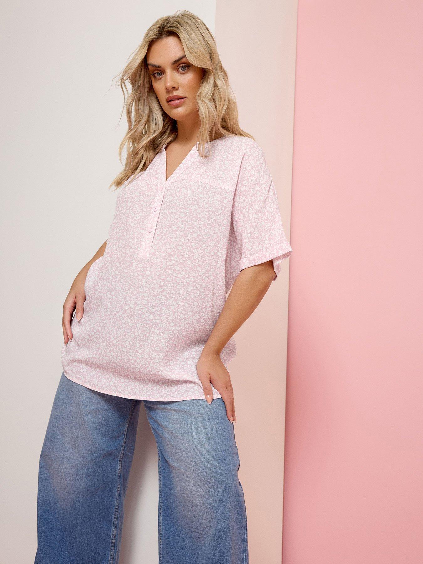 Yours Curve Gypsy Printed Crinkle Notchneck Top