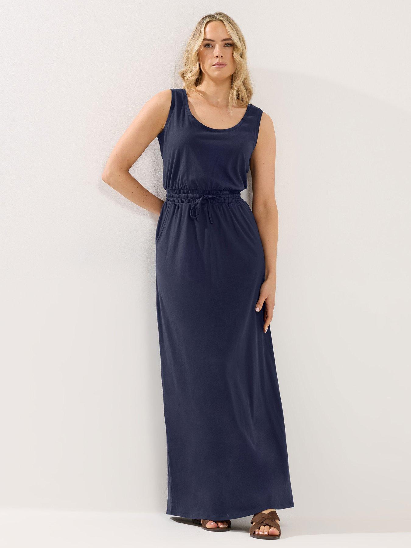 Image 1 of 5 of Long Tall Sally Sleeveless Tie Waist Maxi Dress - Blue