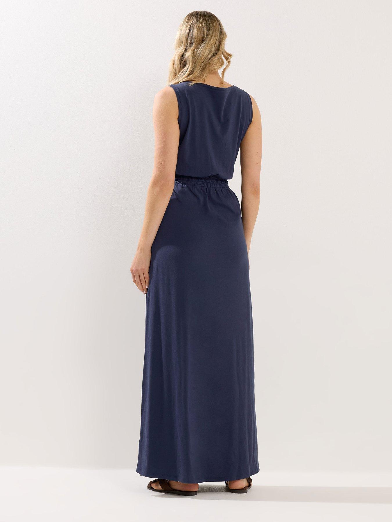Image 2 of 5 of Long Tall Sally Sleeveless Tie Waist Maxi Dress - Blue
