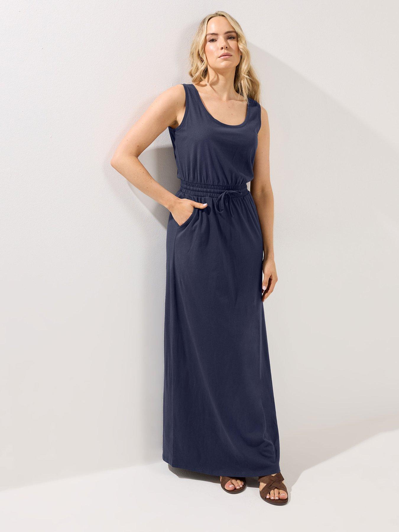 Image 3 of 5 of Long Tall Sally Sleeveless Tie Waist Maxi Dress - Blue