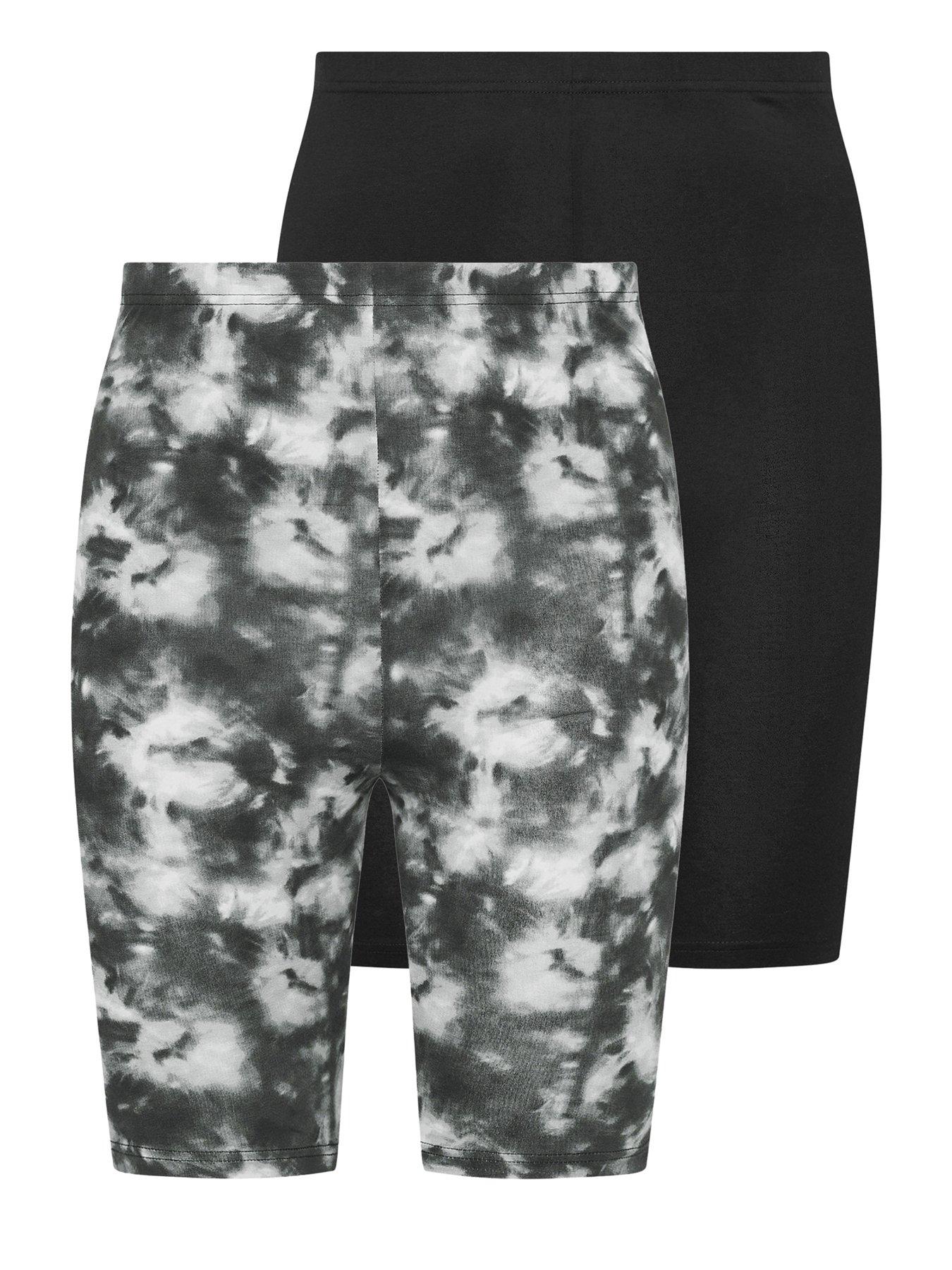 Image 6 of 6 of Yours Curve 2 Pack Tie Dye Cycling Shorts - Black