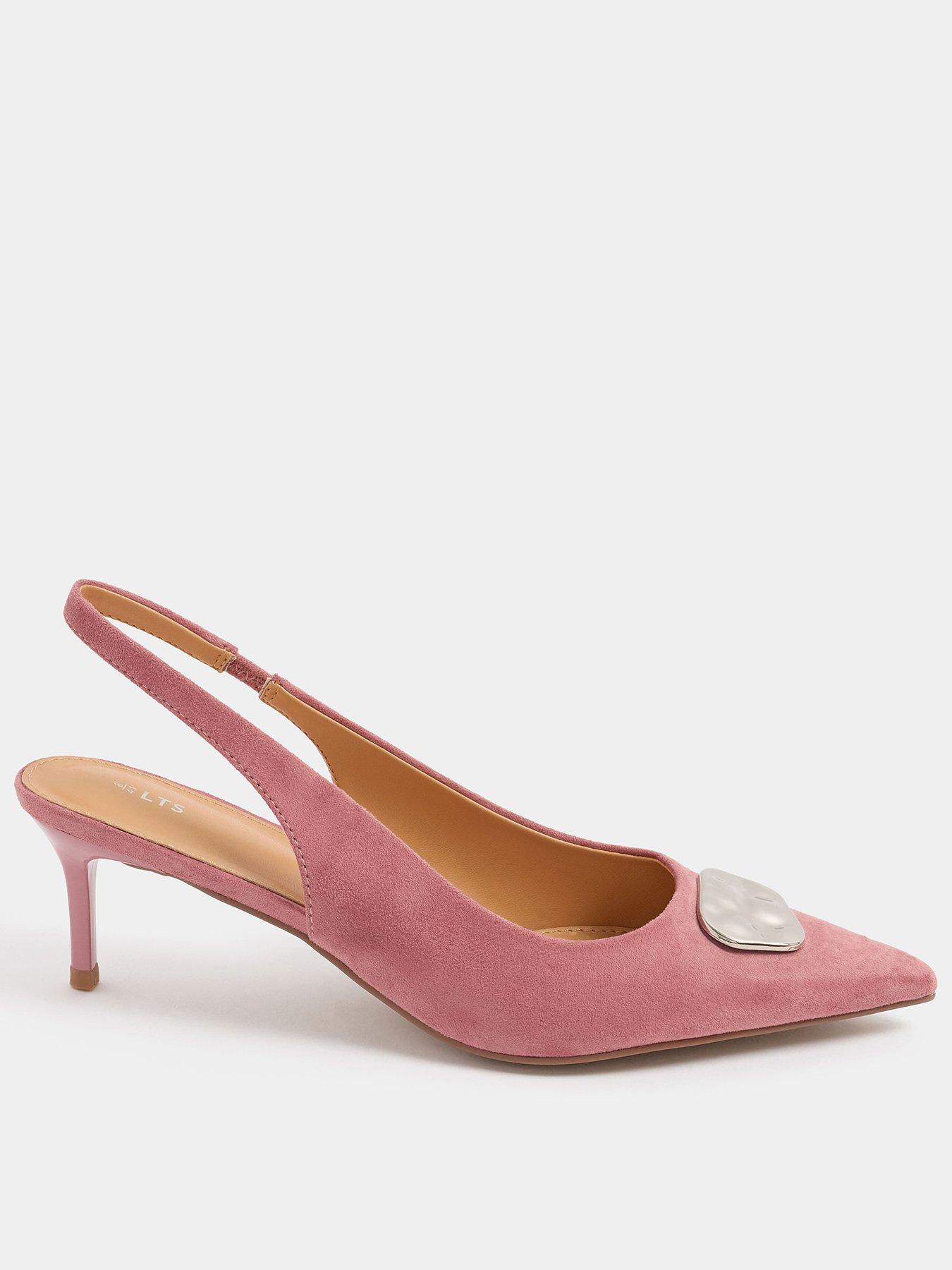 Long Tall Sally Hammered Trim Sling Back Court Heel - Pink
