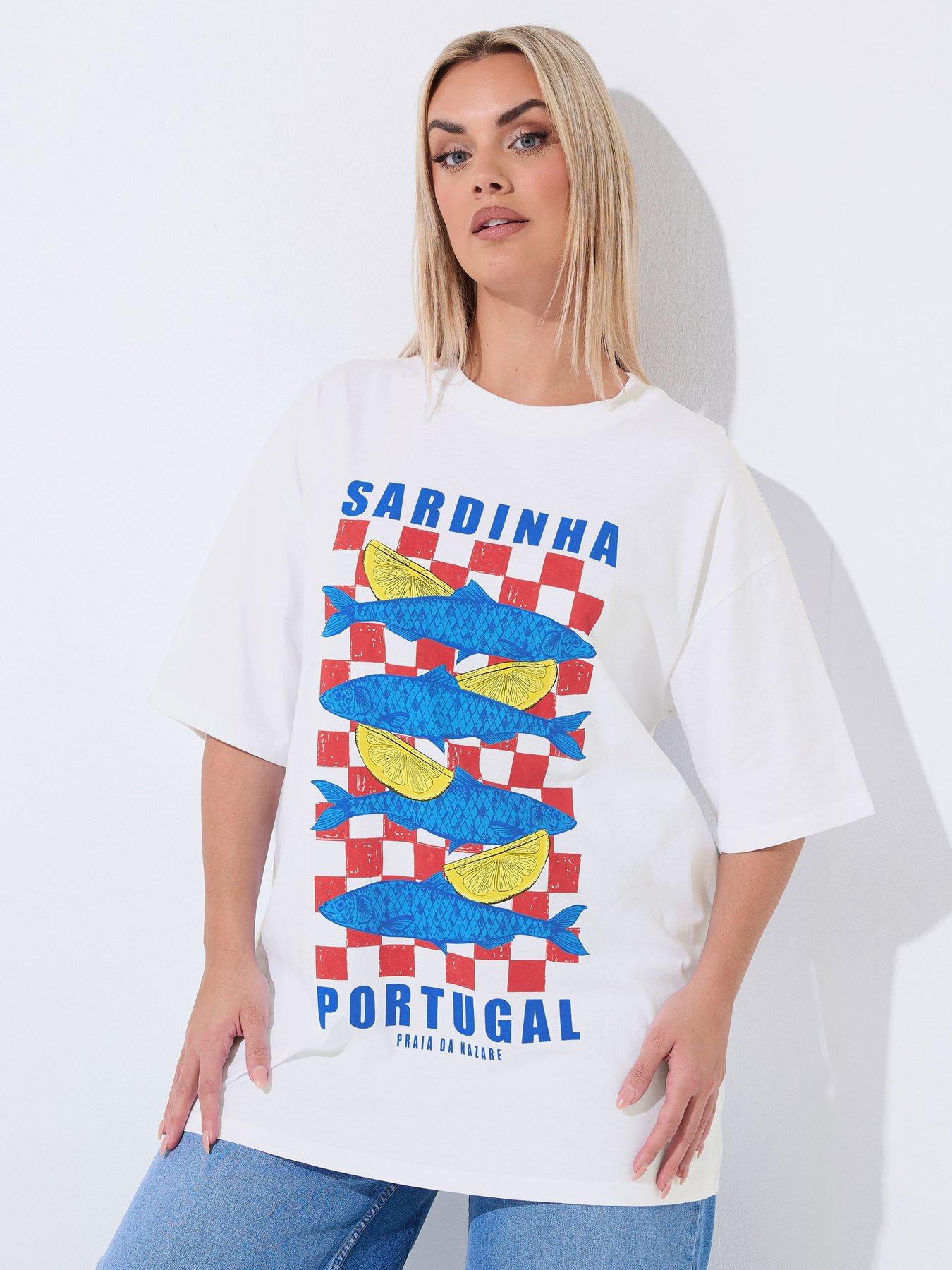 Yours Curve Sardinha Fish Longline T-shirt