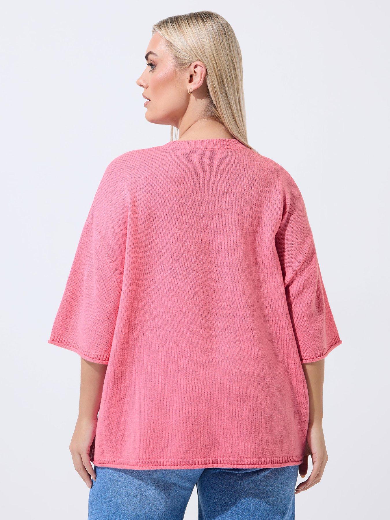  image of yours-curve-strawberry-knit-boxy-top-pink