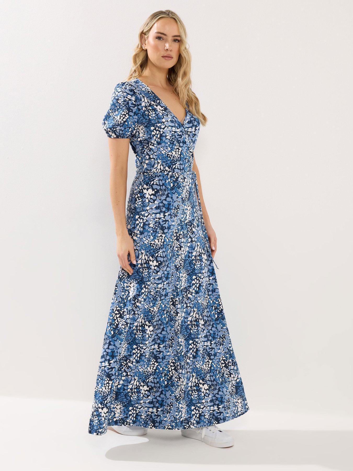 Long Tall Sally Abstract Wrap Maxi Dress - Blue