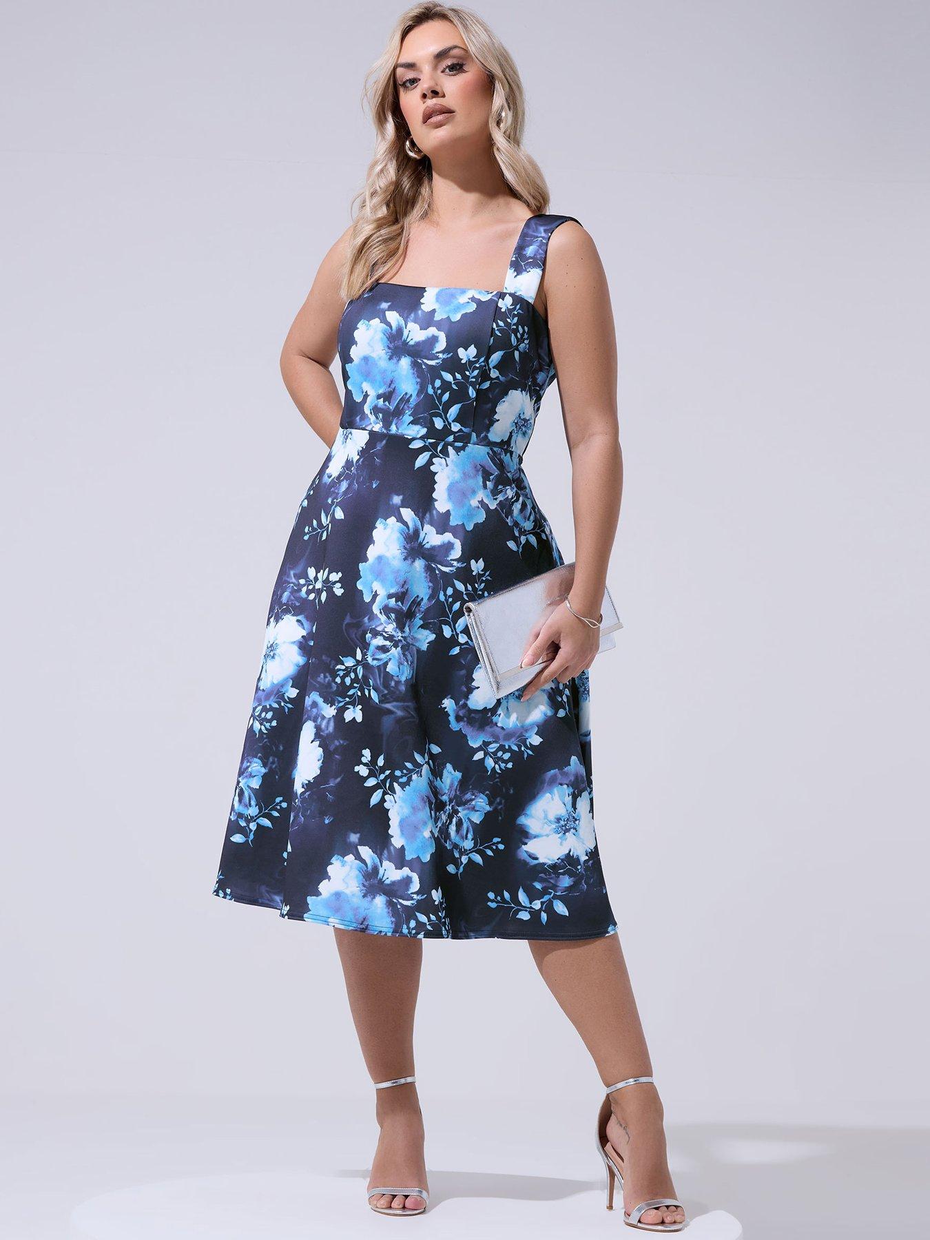 Yours Curve Floral Square Neck Skater Dress