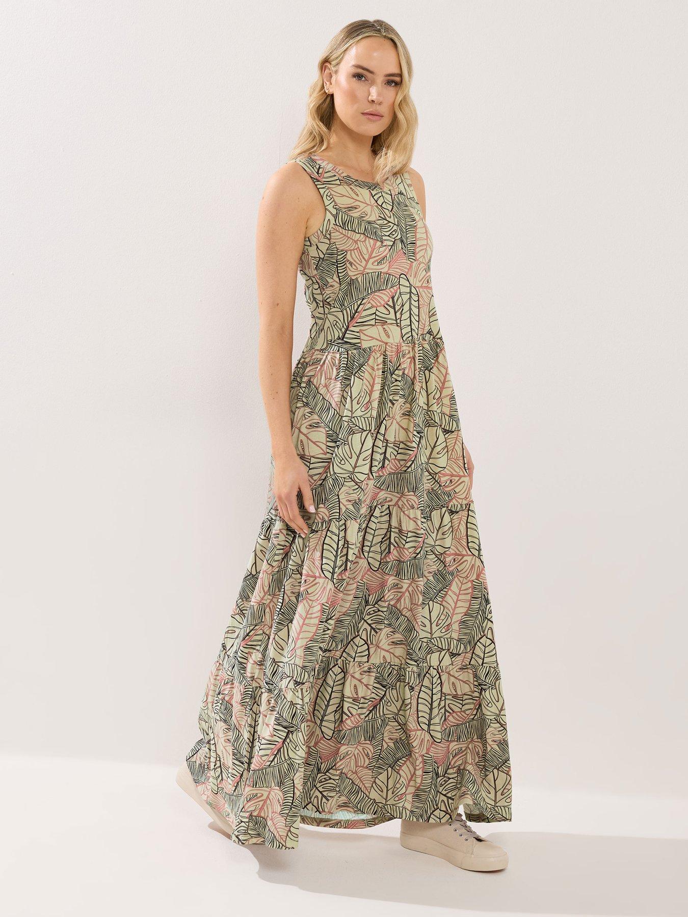 Long Tall Sally Tall Leaf Print Sleeveless Maxi Dress