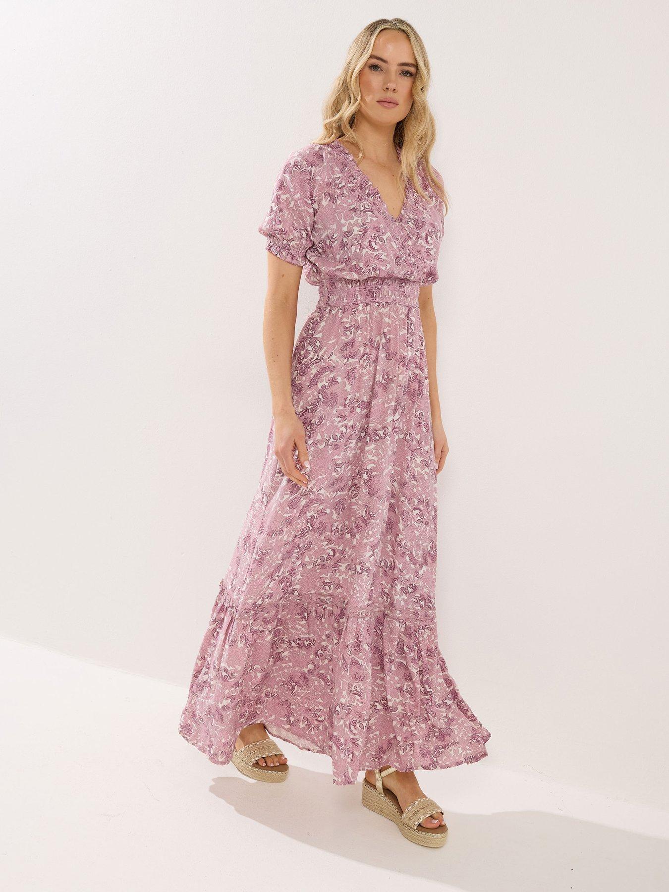 Long Tall Sally Tall Dotty Floral Shirred Maxi Dress