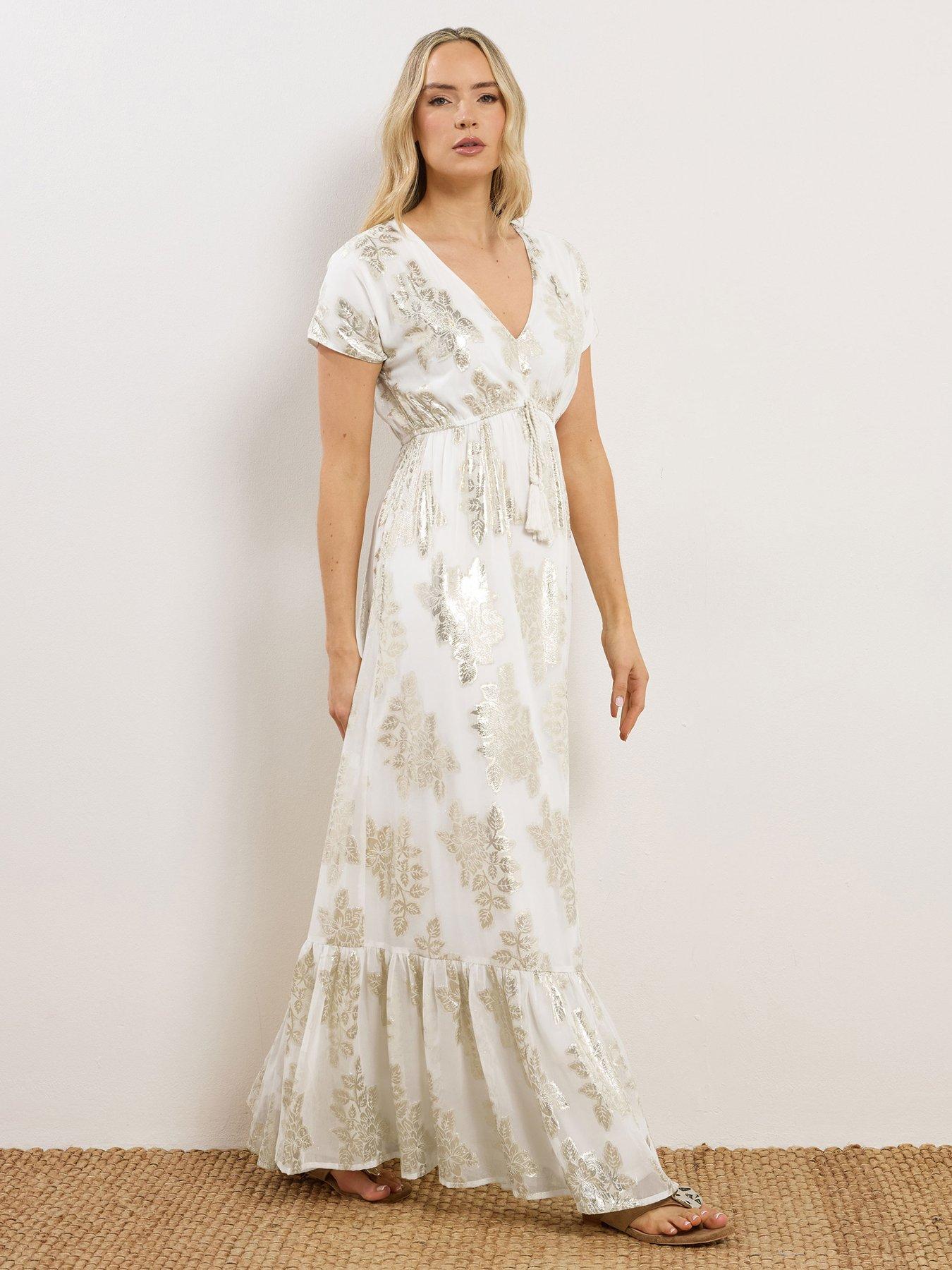 Long Tall Sally Lurex Tassel Maxi Dress - White