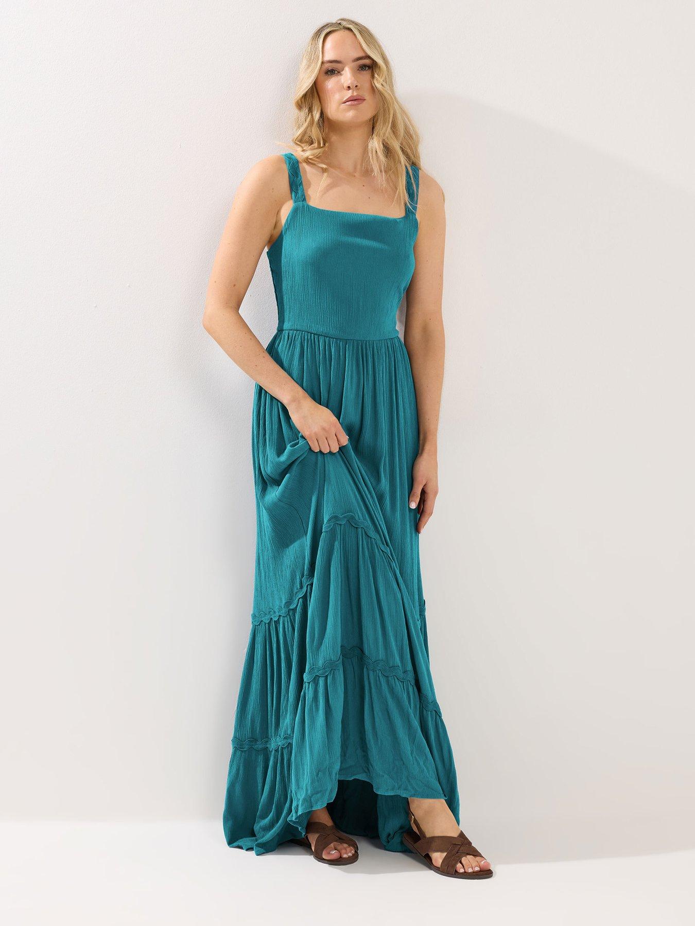 Long Tall Sally Strappy Ric-Rac Textured Maxi Dress - Blue