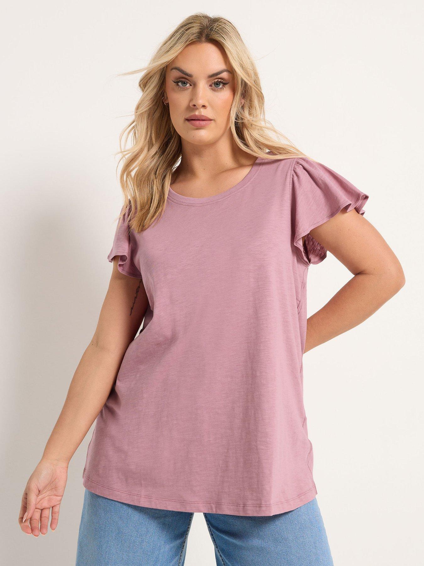 Yours Curve Frill Sleeve T-shirt
