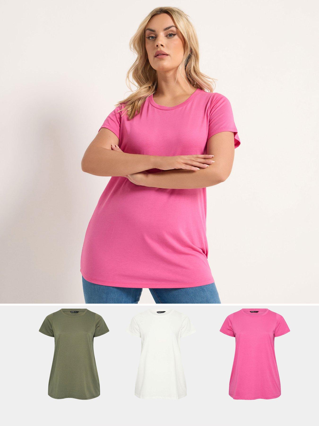 Yours Curve 3 Pack Short Sleeve Basic T-shirts