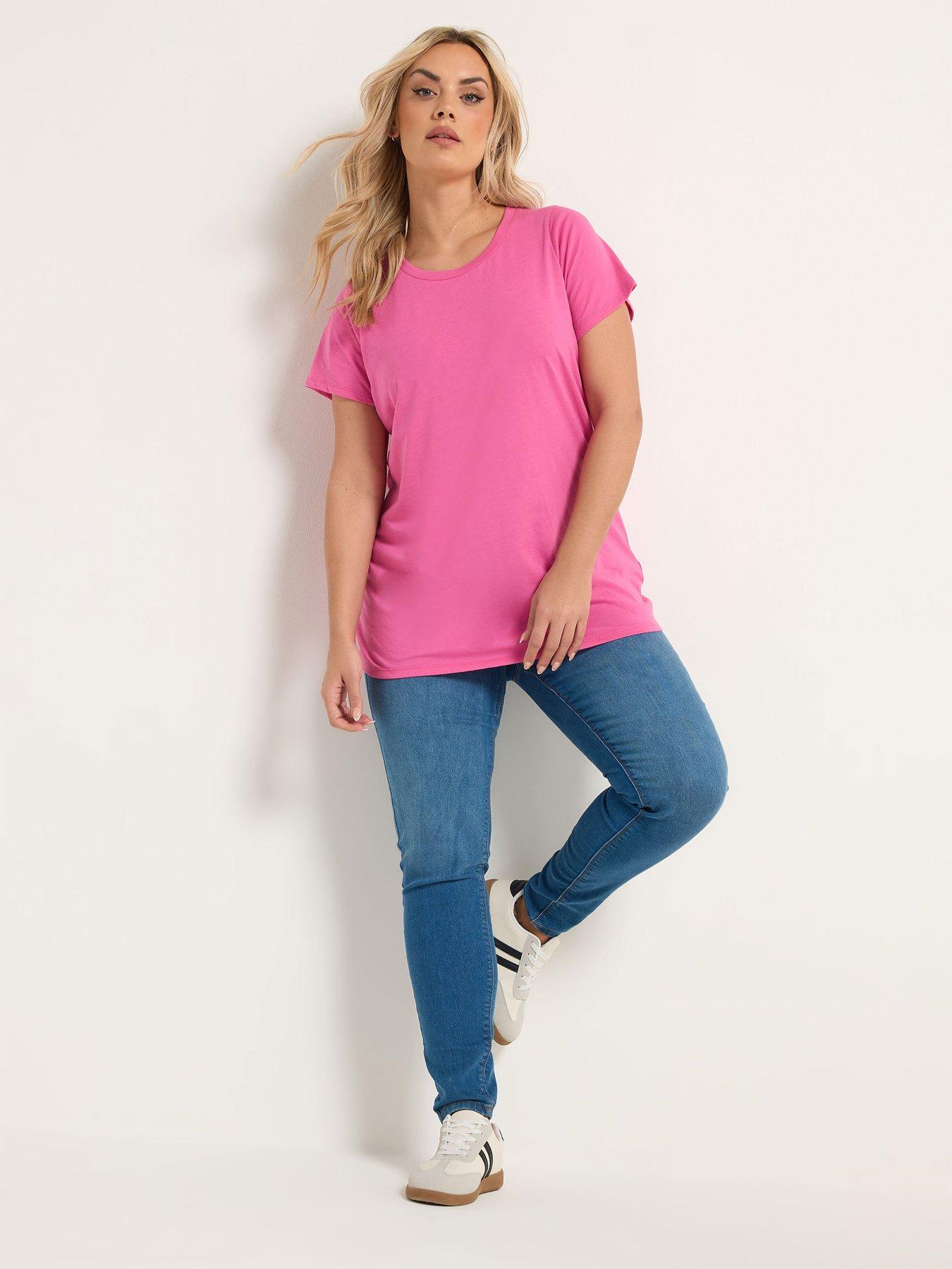  image of yours-curve-3-pack-short-sleeve-basic-t-shirts-greenpinkwhite