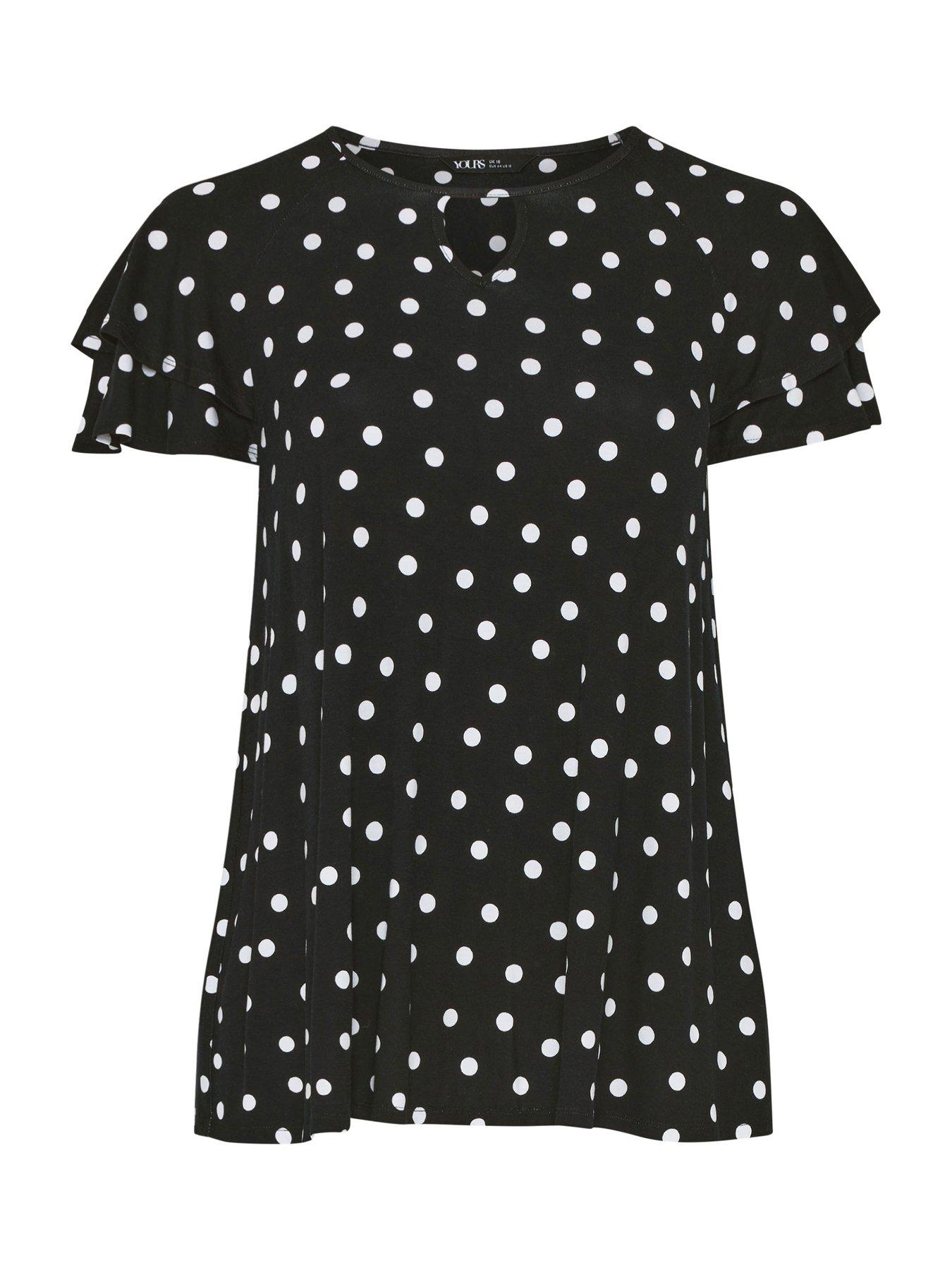 Image 5 of 5 of Yours Curve Double Frill Keyhole Blouse - Black