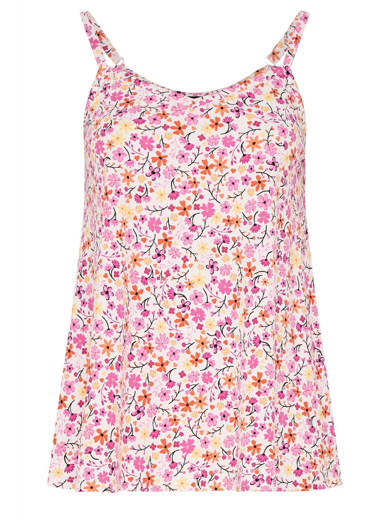  image of yours-curve-ribbed-swing-daisy-print-cami-white