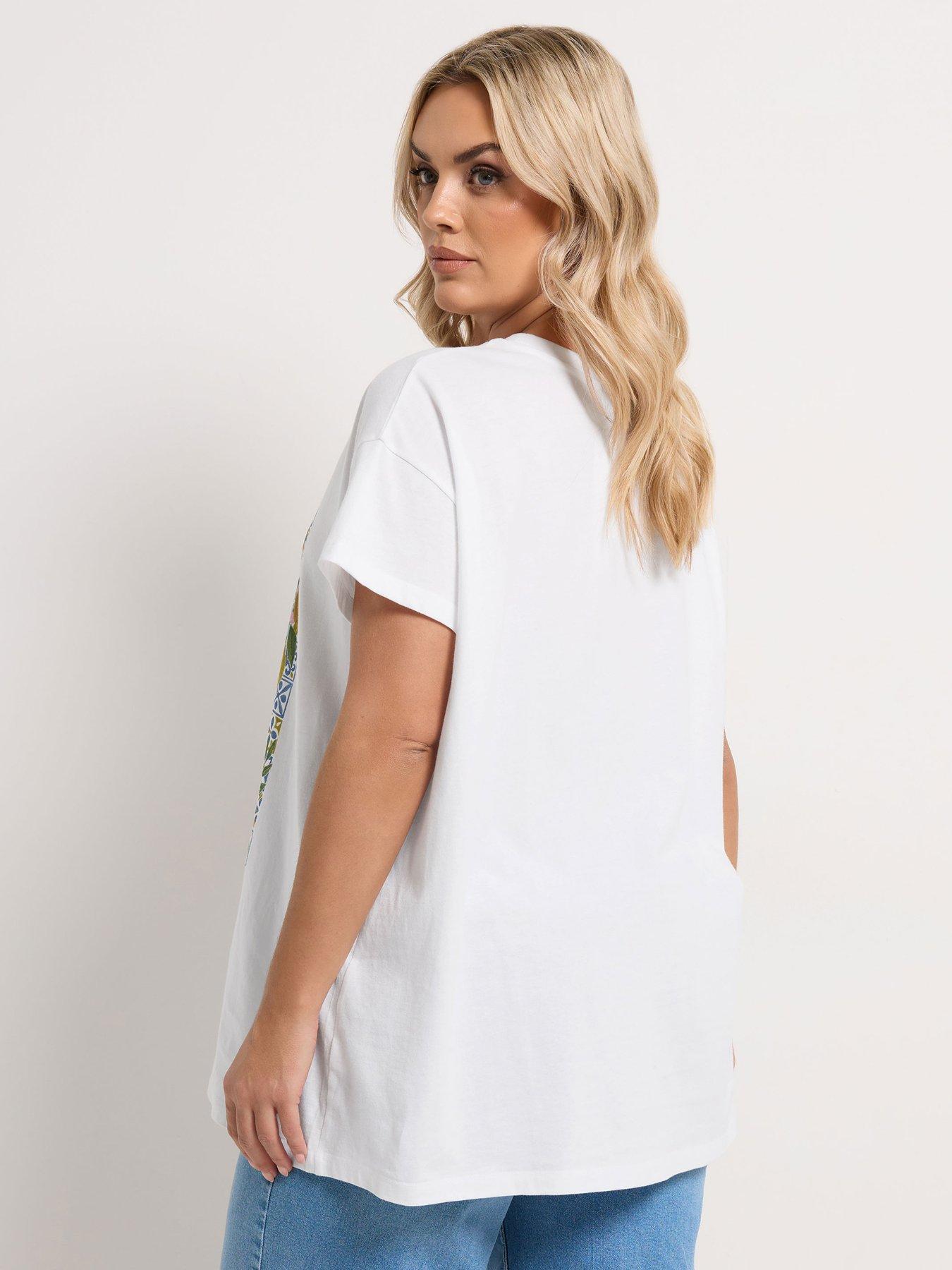 Image 2 of 5 of Yours Curve Placement Core T-Shirt - White