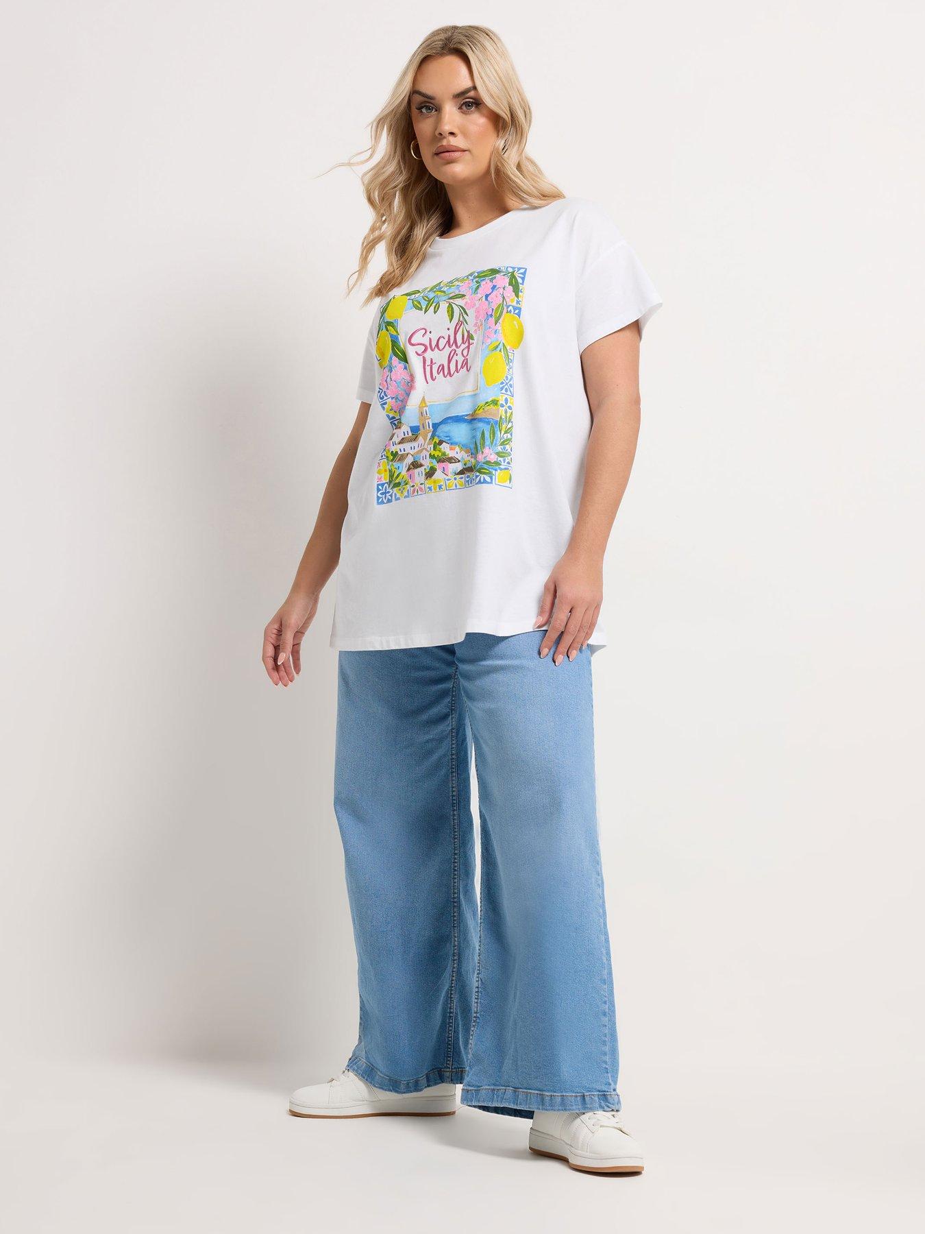Image 3 of 5 of Yours Curve Placement Core T-Shirt - White