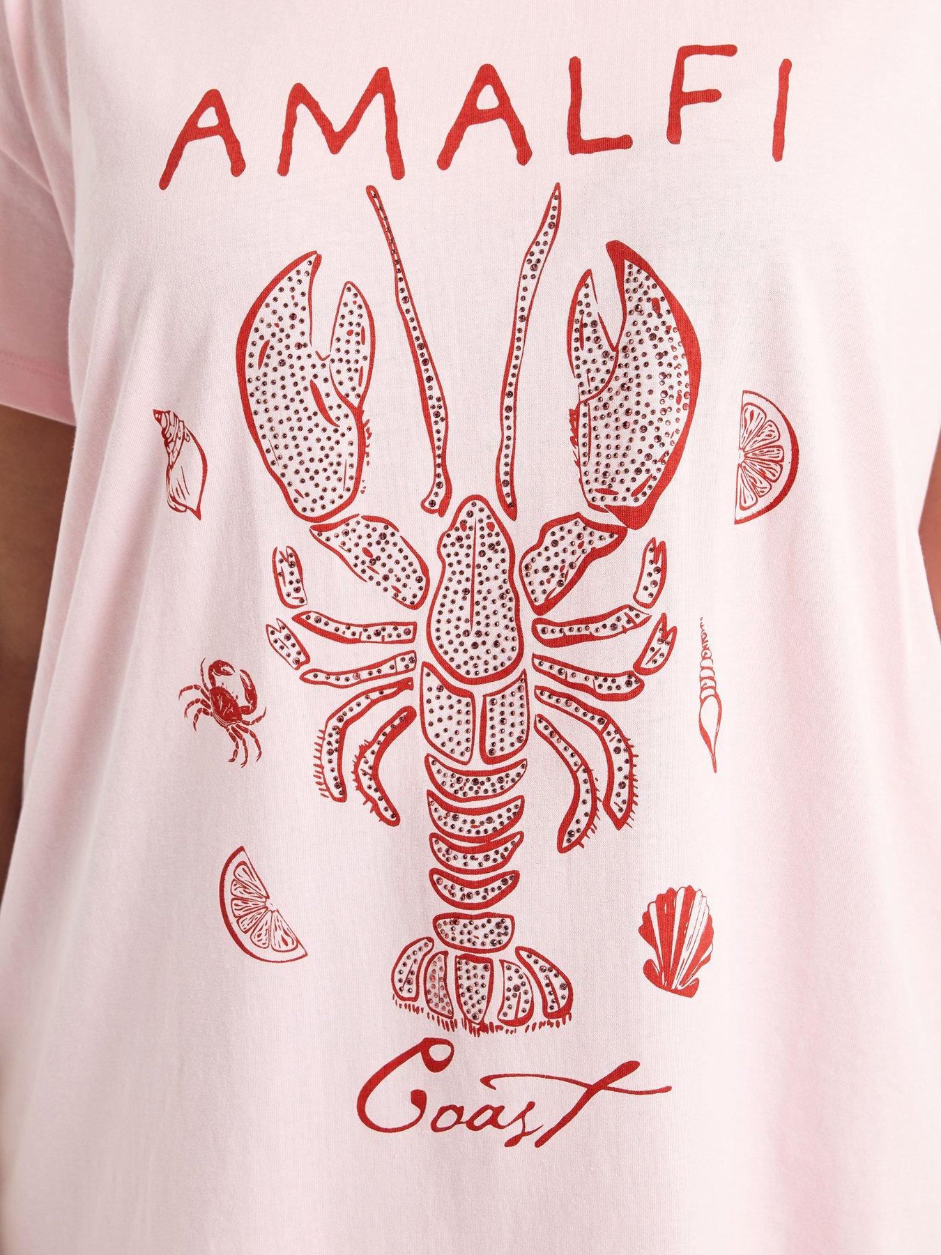 Image 4 of 5 of Yours Curve Placement Core T-Shirt - Pink