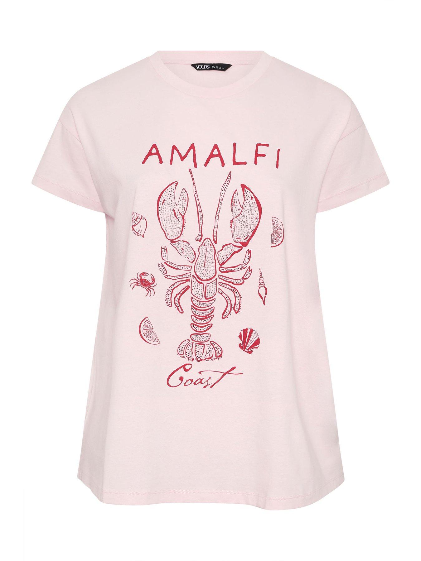 Image 5 of 5 of Yours Curve Placement Core T-Shirt - Pink