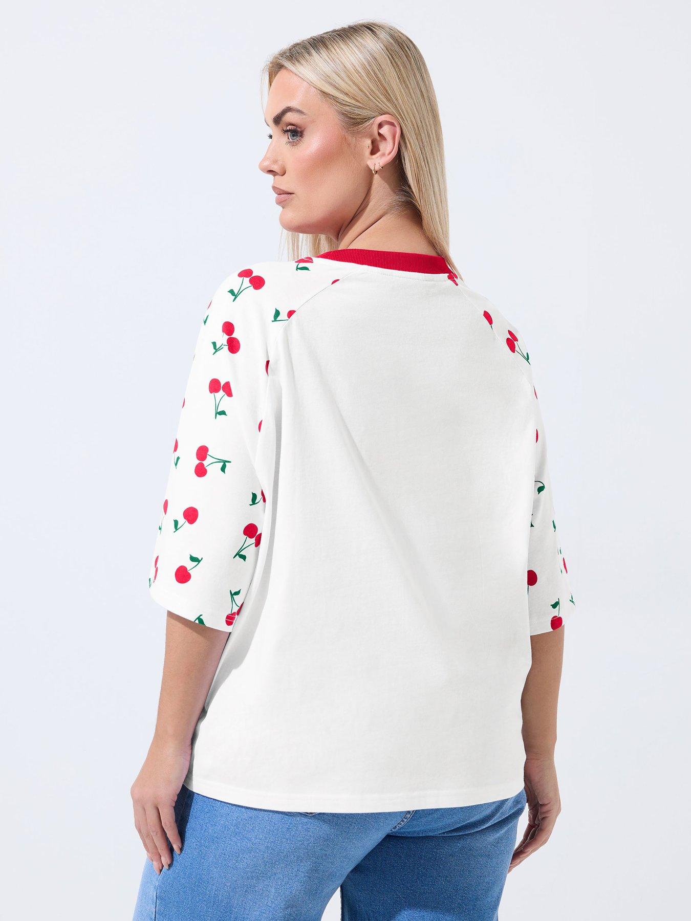  image of yours-curve-cherry-print-raglan-t-shirt