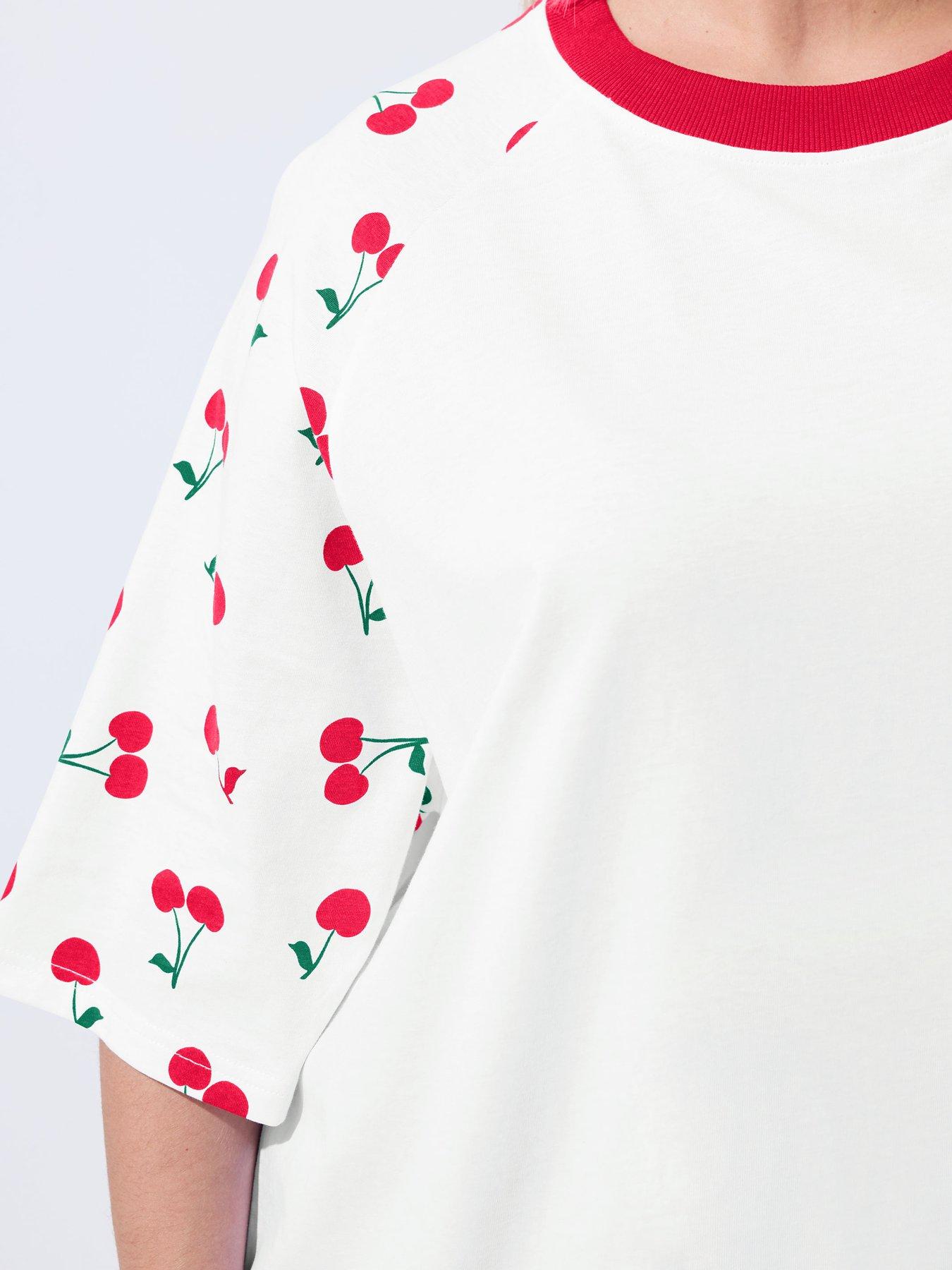  image of yours-curve-cherry-print-raglan-t-shirt