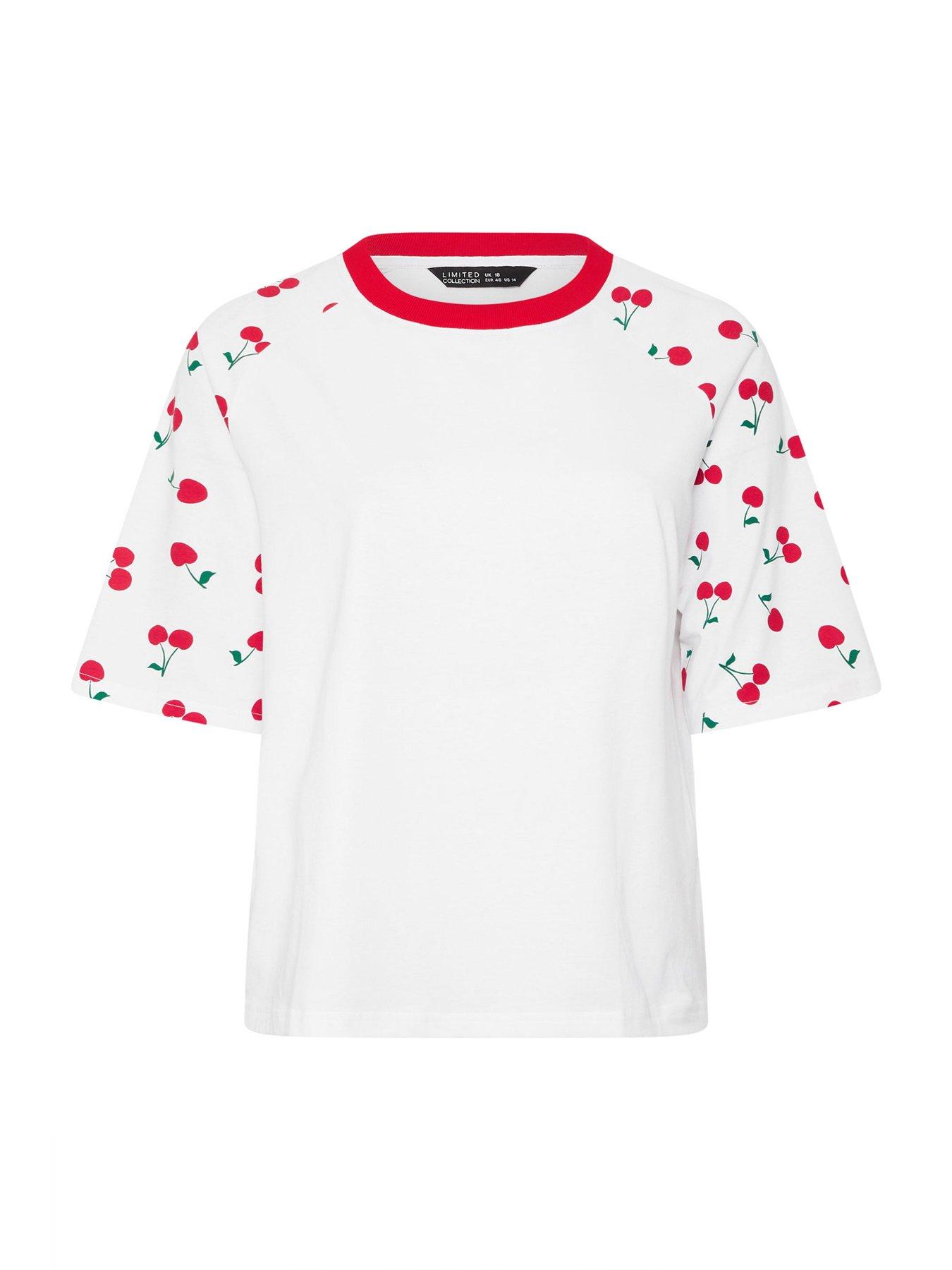  image of yours-curve-cherry-print-raglan-t-shirt