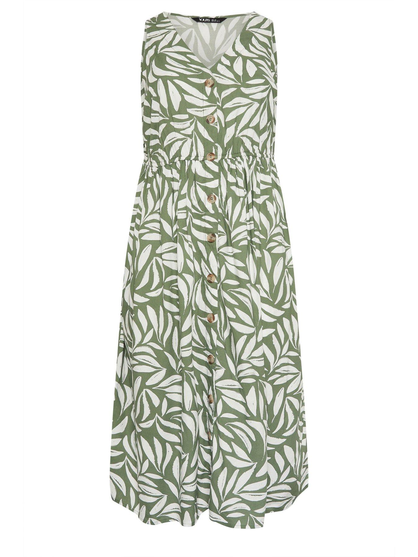 Image 5 of 5 of Yours Curve Button Through Sundress - Green