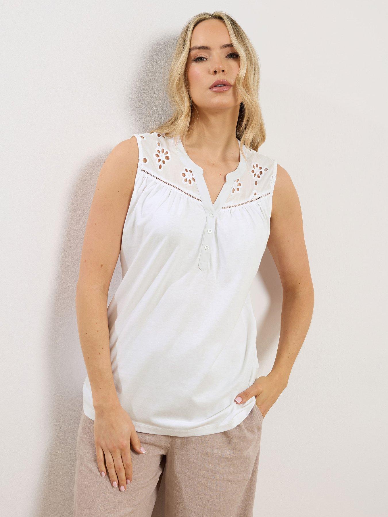 Long Tall Sally Tall Sleeveless Broidery Yoke Vest