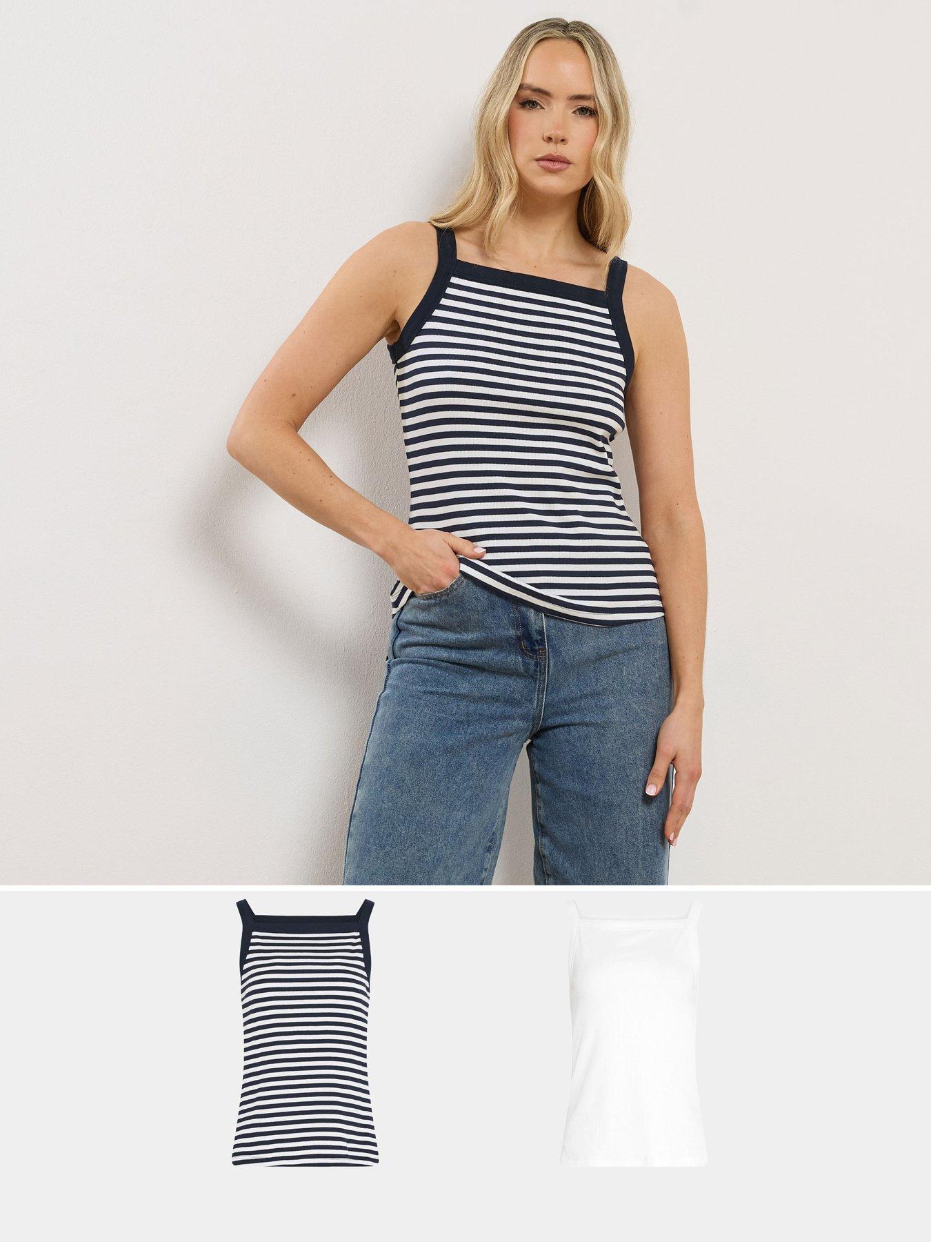 Long Tall Sally 2 Pack High Neck Ribbed Vest - White